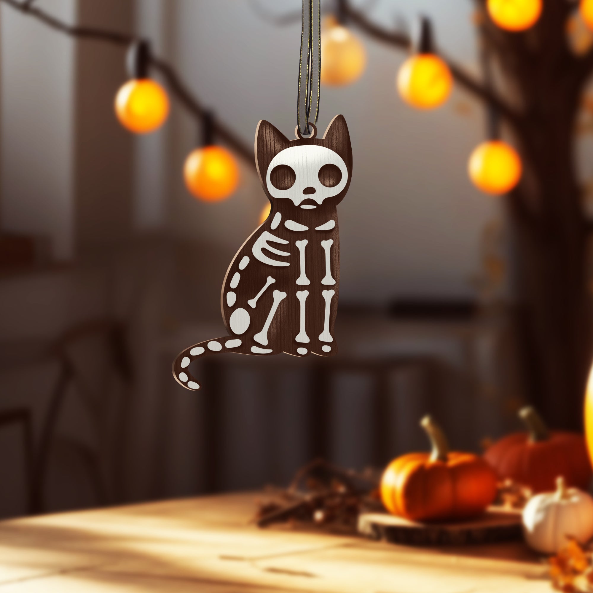 Skeleton Cat Halloween Earrings Christmas Accessory Witch Halloween Costume Jewellery Spooky Wooden Studs Pet Ear Wires for Girl |OG-71