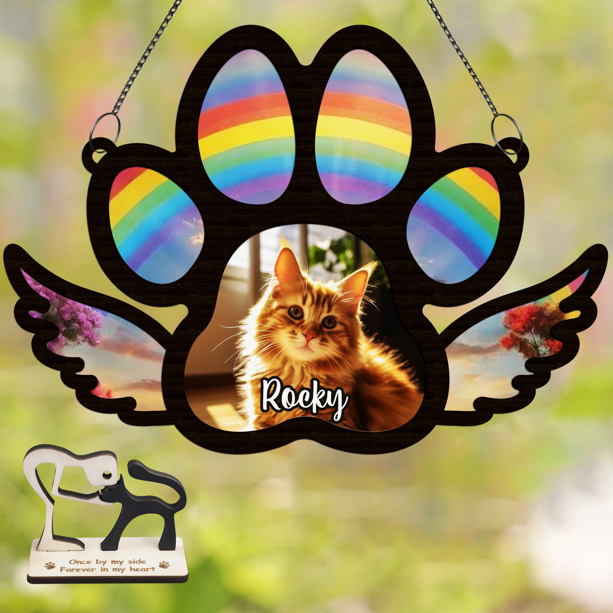 Personalized Pet Memorial Suncatcher, Loss Of Pet Sympathy Gift, Suncatcher For Windows-Home Decor