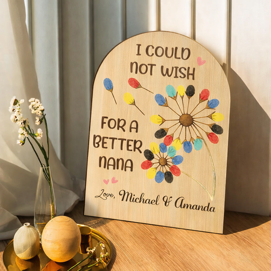 Personalized DIY Dandelion Fingerprint Wooden Sign Keepsake