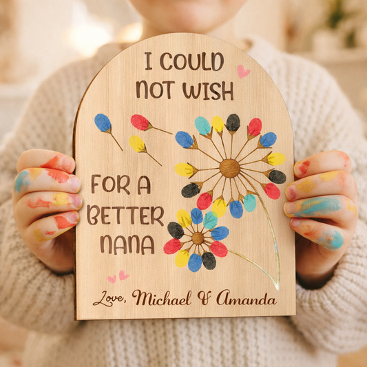 Personalized DIY Dandelion Fingerprint Wooden Sign Keepsake