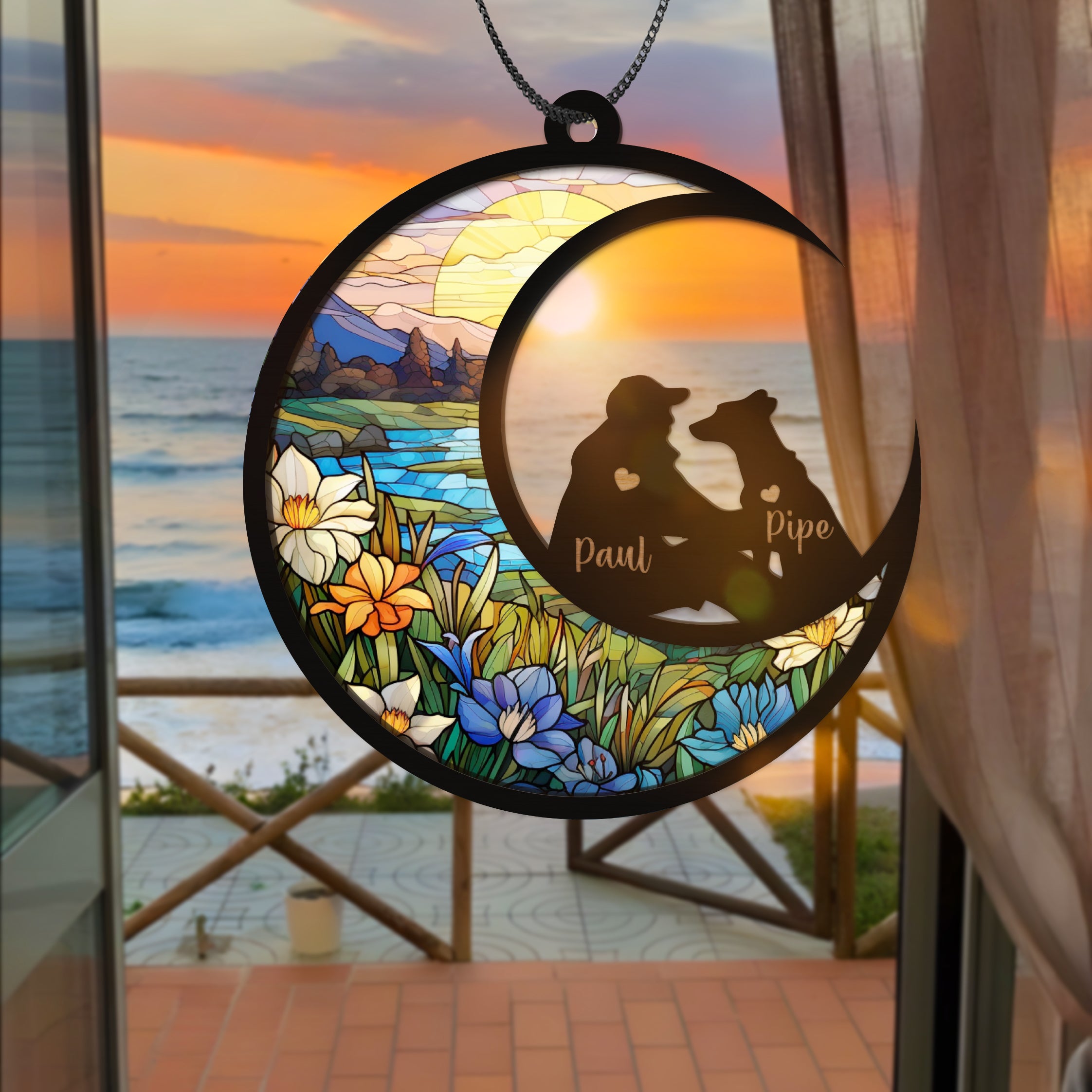 DNPETS Personalized Dog Memorial Suncatcher Sympathy Gift for Dog Lover Men