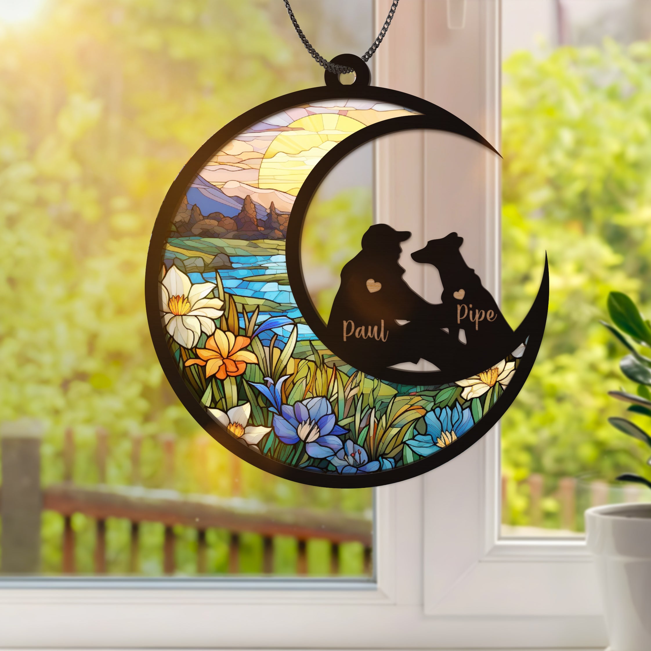 DNPETS Personalized Dog Memorial Suncatcher Sympathy Gift for Dog Lover Men