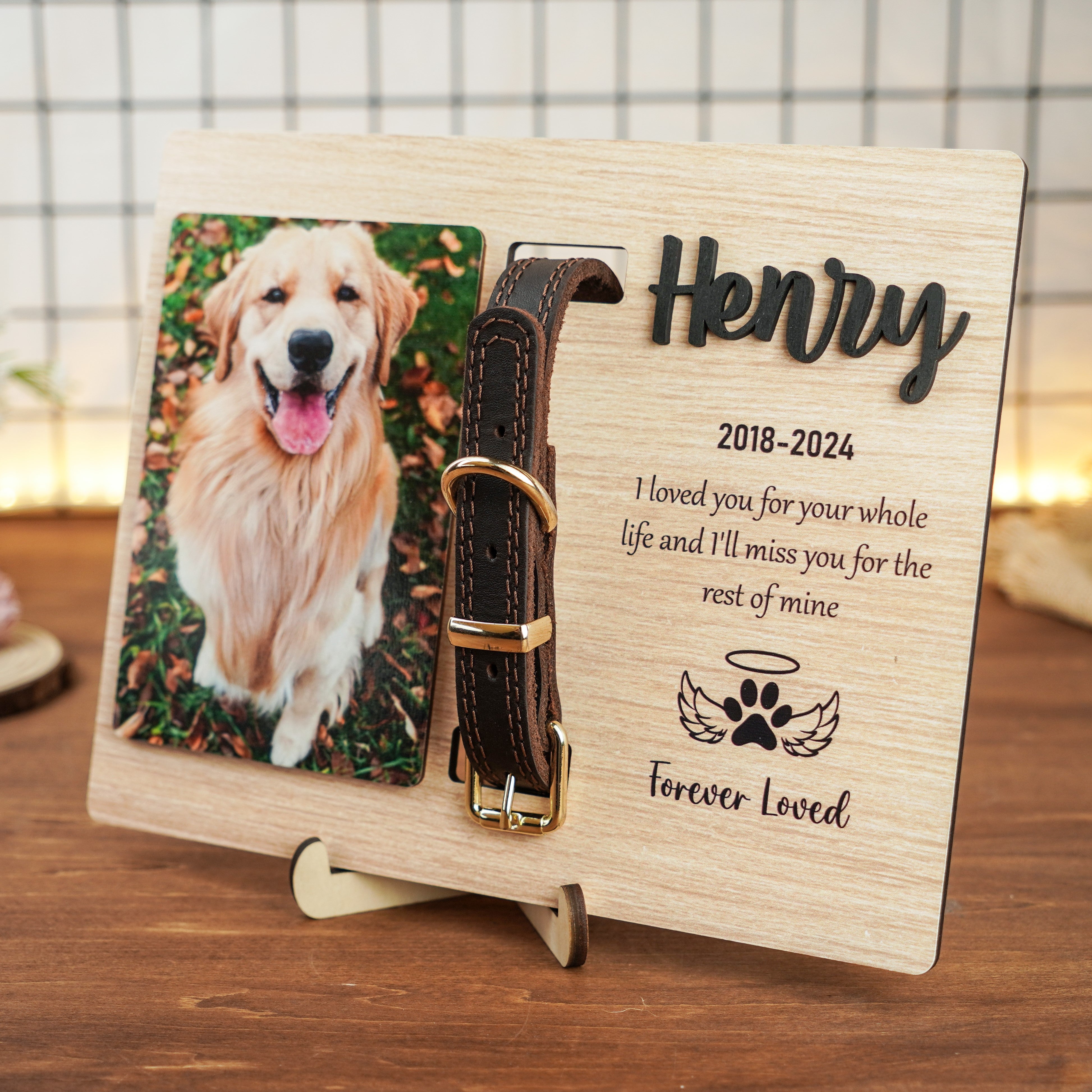 DNPETS Emotional Customized Dog Collar Frame Memorial Pet Loss Gift