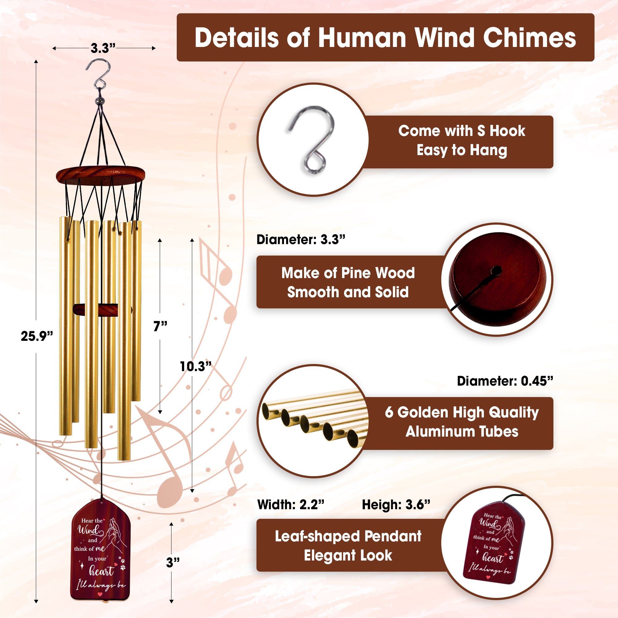 Wind Chimes, Garden Wind Chimes, Memorial Wind Chimes, Wedding Gifts For Guests Wind Chimes Bell