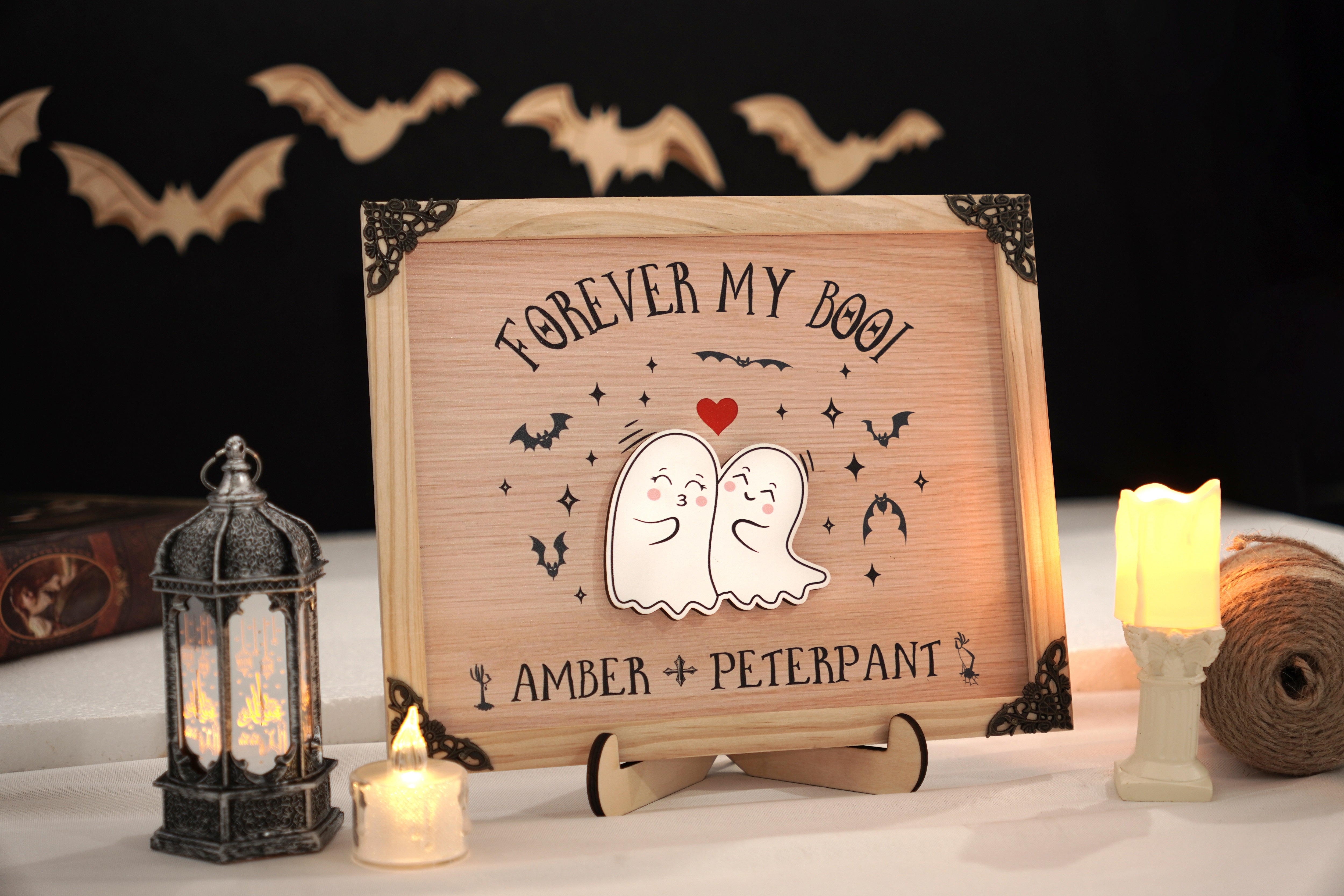 Forever My Boo Custom Halloween Couple Frame Wood Frame with Ghost Couple Halloween Decor Gothic Home Holliday Halloween Wedding Gift Spooky Decor |HL4- GO-FRAME