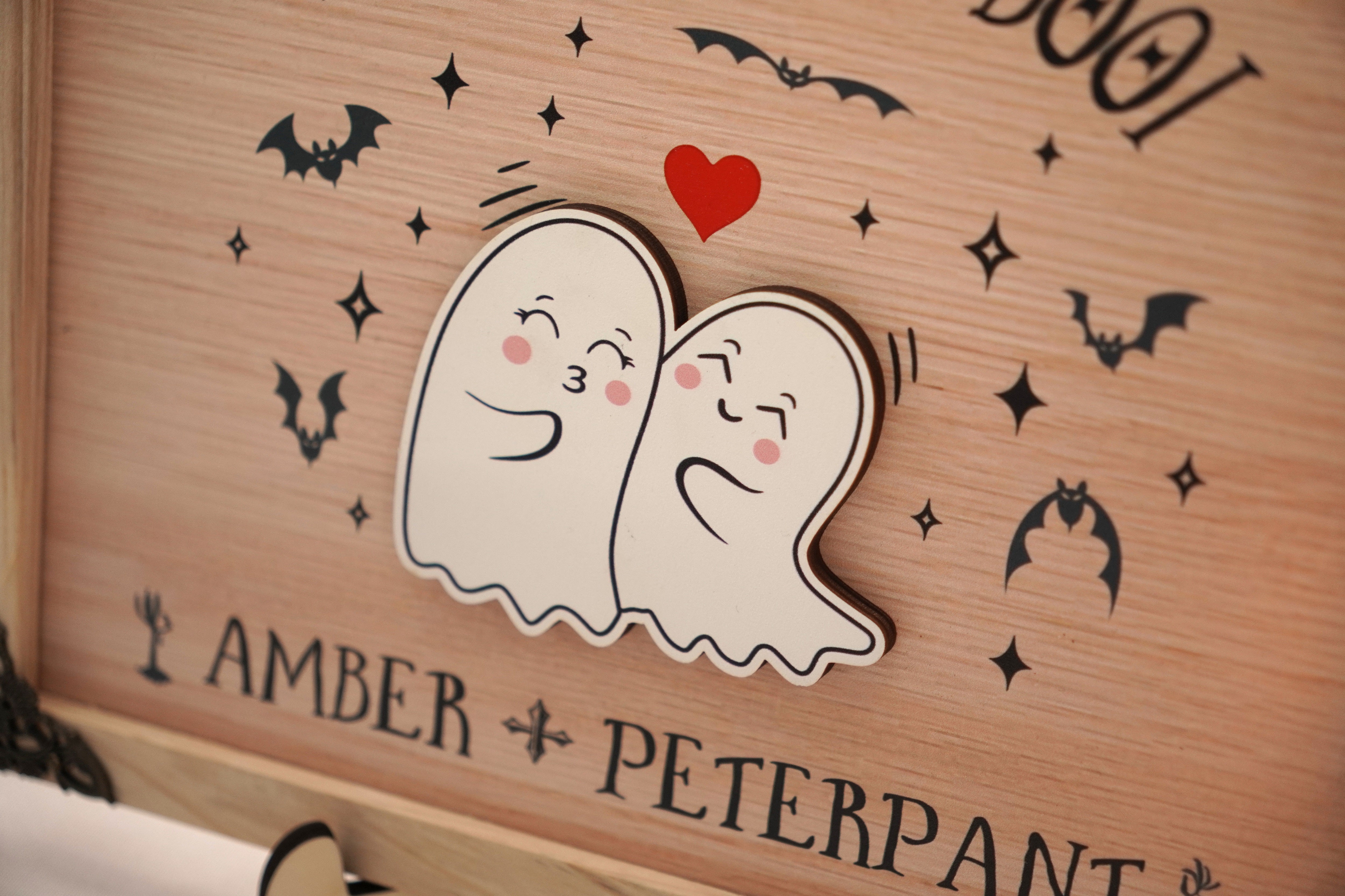 Forever My Boo Custom Halloween Couple Frame Wood Frame with Ghost Couple Halloween Decor Gothic Home Holliday Halloween Wedding Gift Spooky Decor |HL4- GO-FRAME