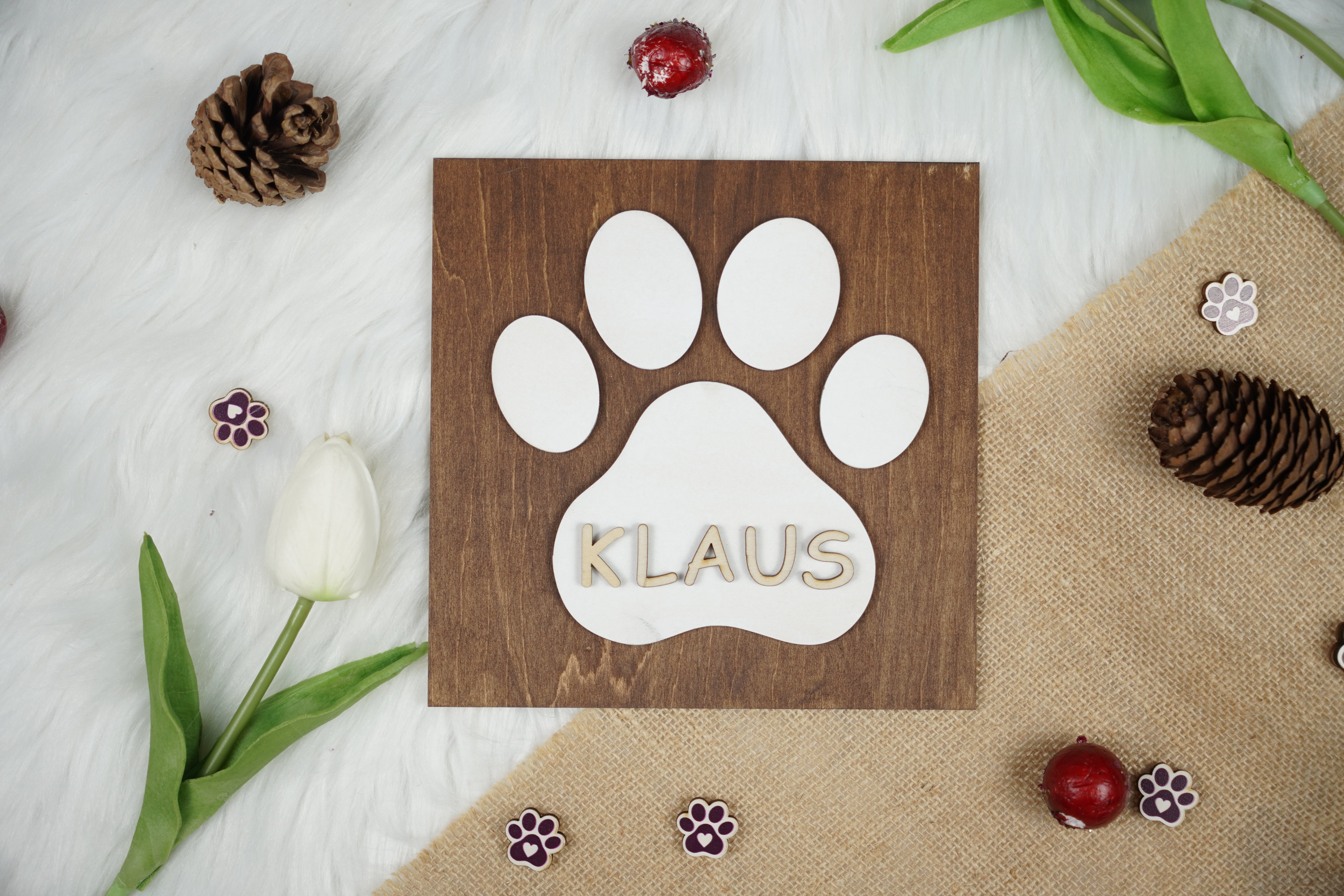 DNPETS Heartfelt Pet Memorial Picture Frame Paw Print Wood Sign Hanging Rope For Wall