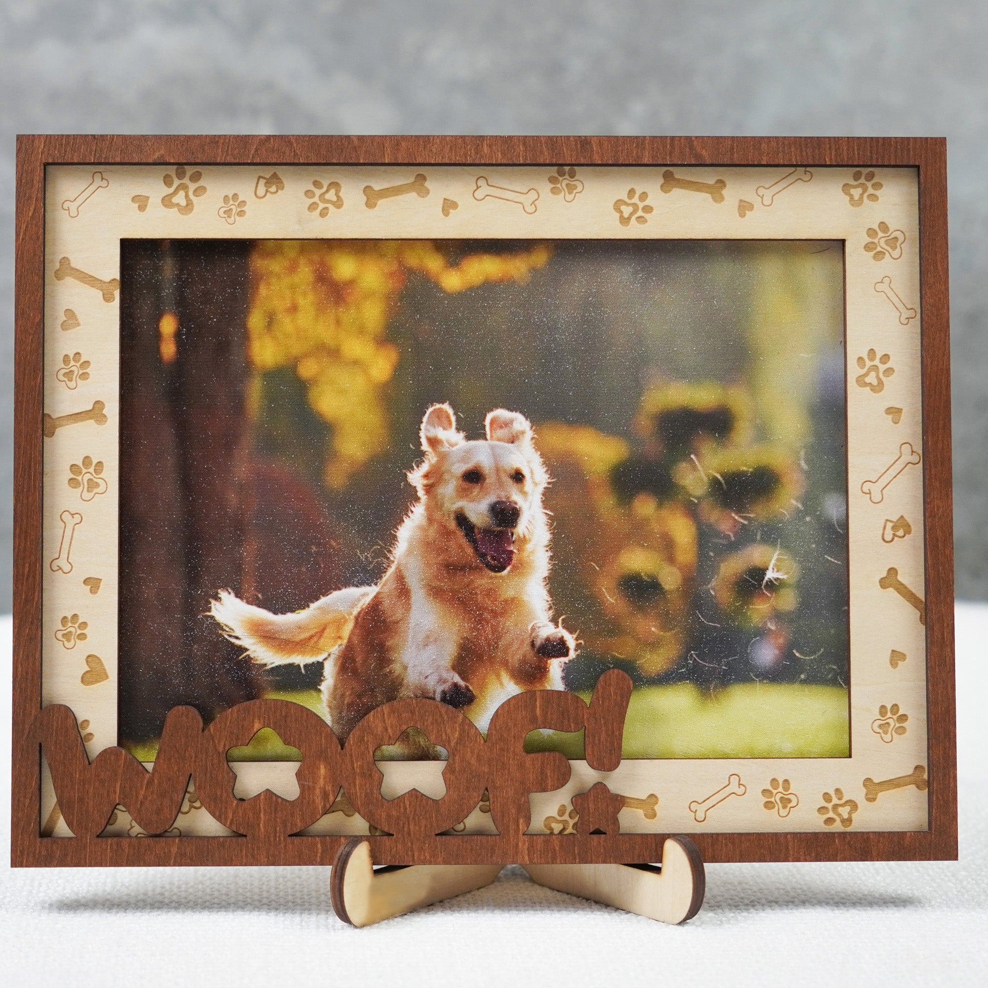 DNPETS Soulful Pet Memorial Picture Frame Memorial Frame With Woof Print Photo