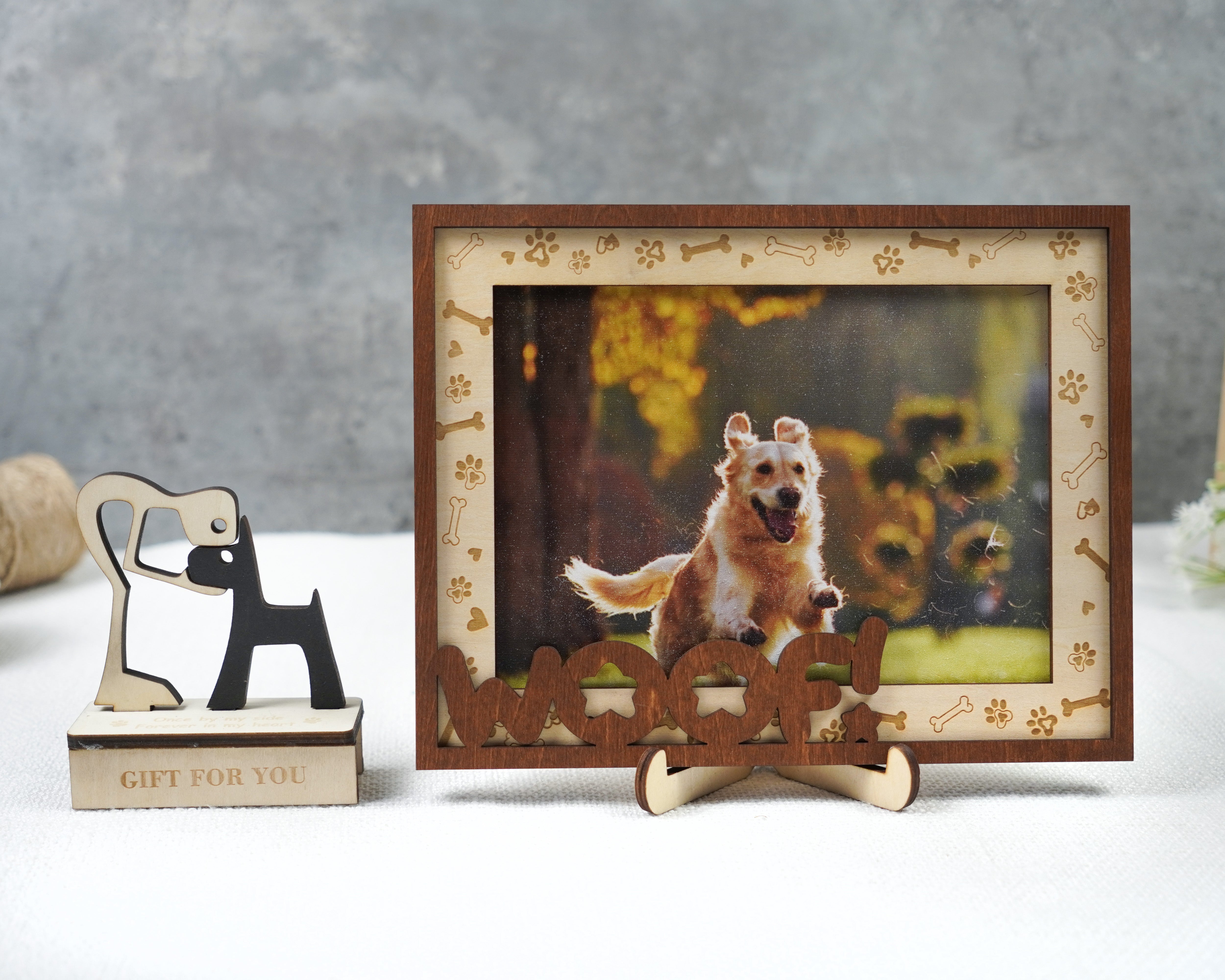 DNPETS Soulful Pet Memorial Picture Frame Memorial Frame With Woof Print Photo