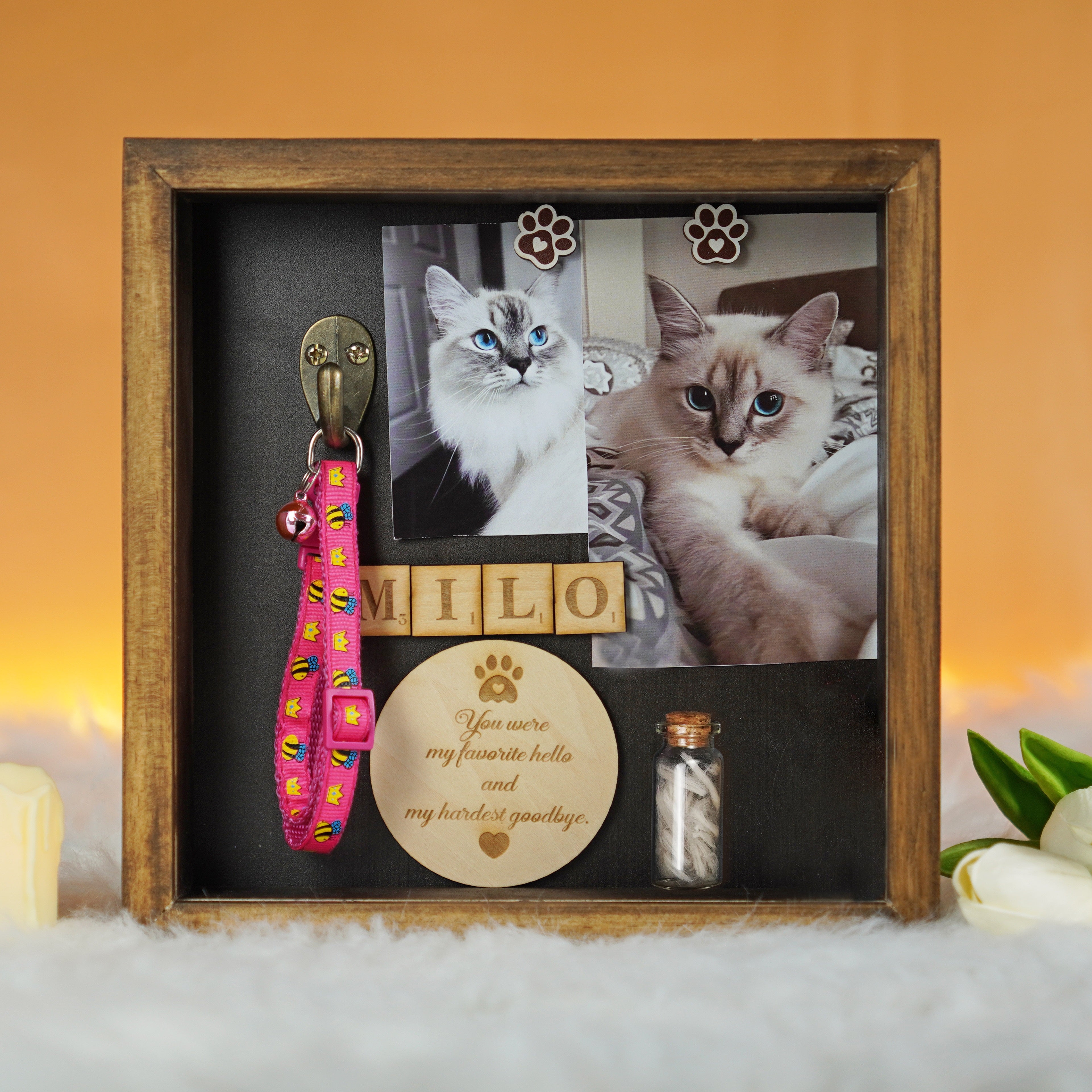 Personalized Pet Memorial Shadow Box, Pet Loss Sympathy Gifts