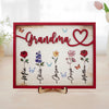 Custom Birth Month Flower First Mom Now Grandma Garden Wood Sign