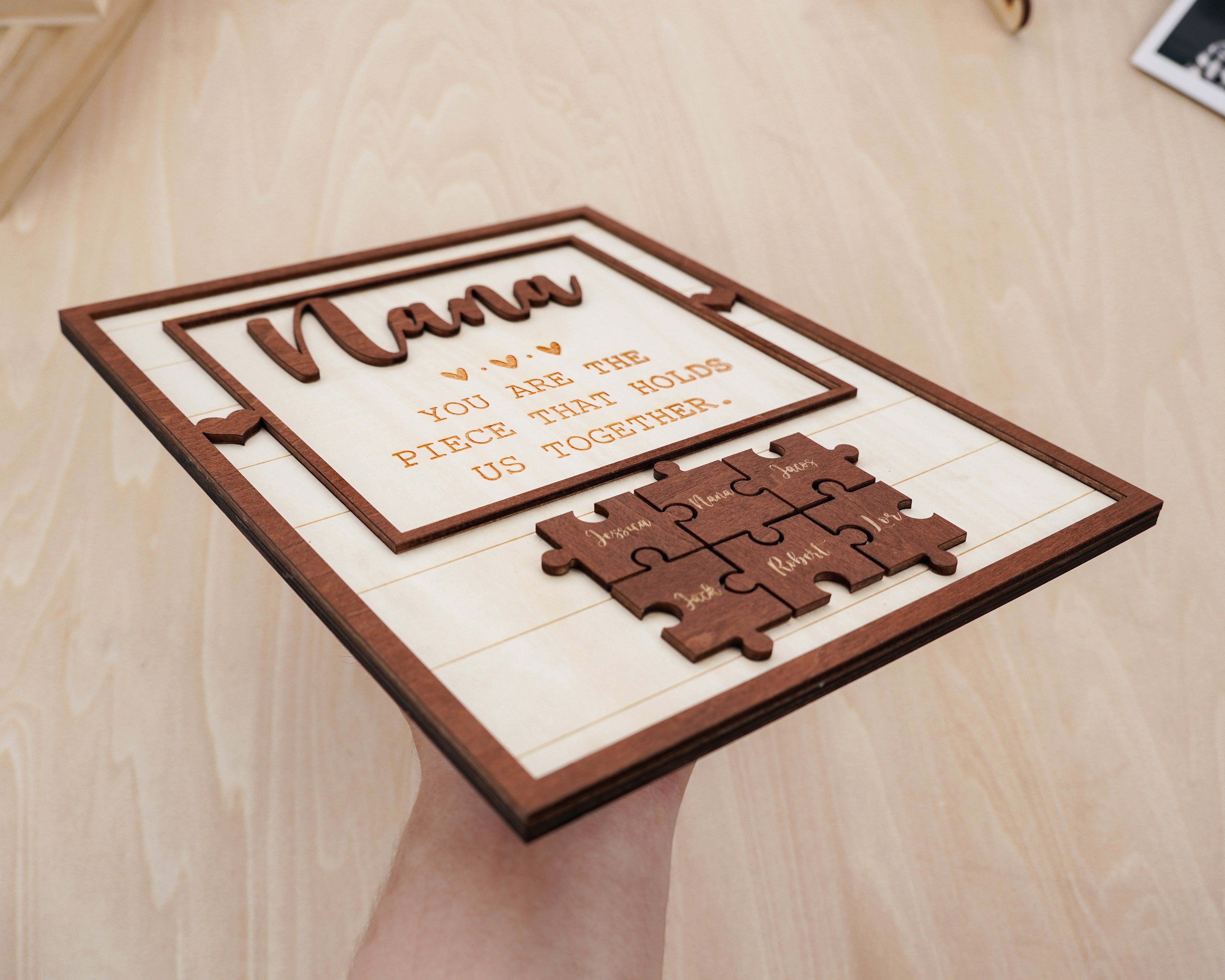 Custom Mother's Day Gift First Mom Wooden Puzzle  Frame