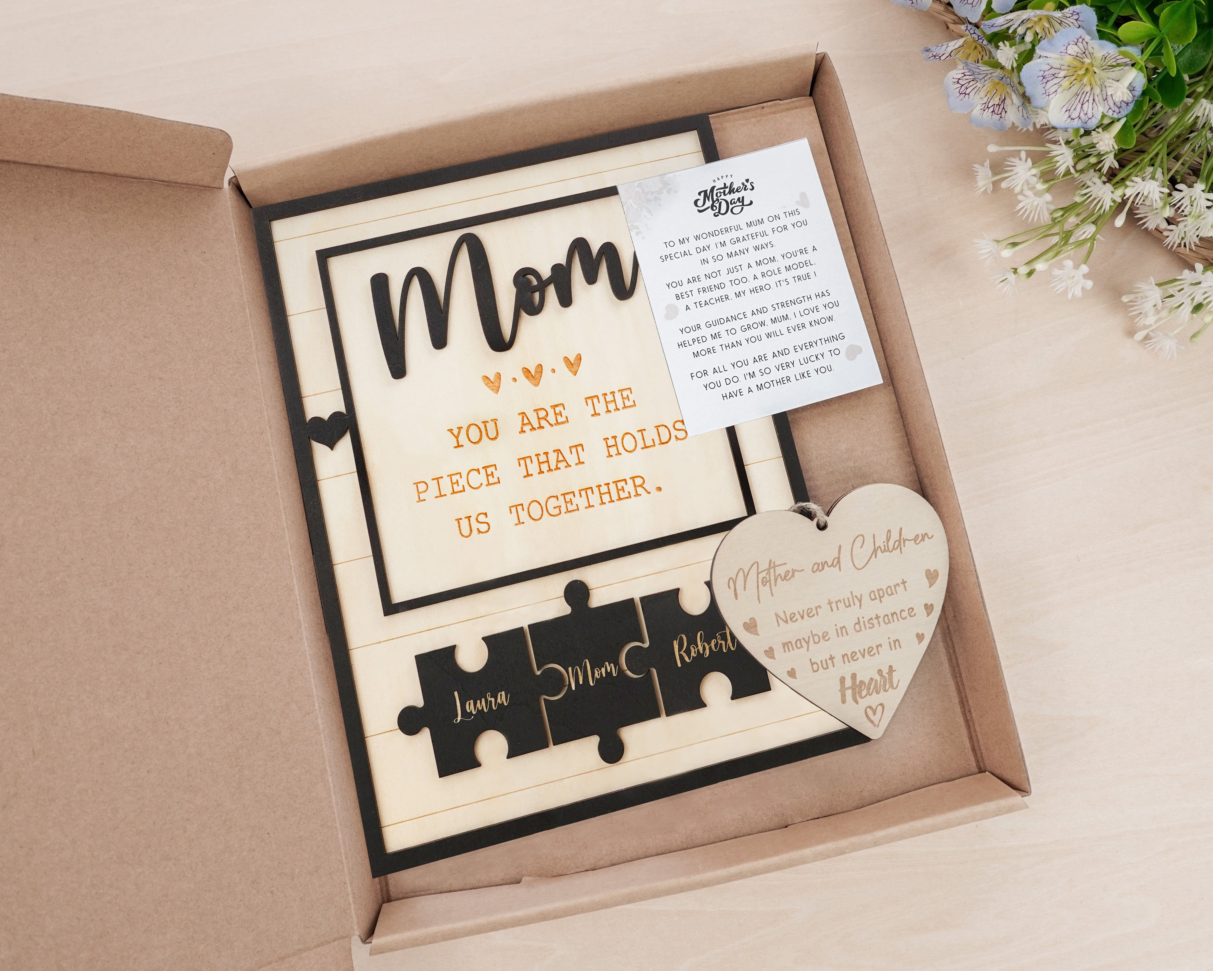 Custom Mother's Day Gift First Mom Wooden Puzzle  Frame