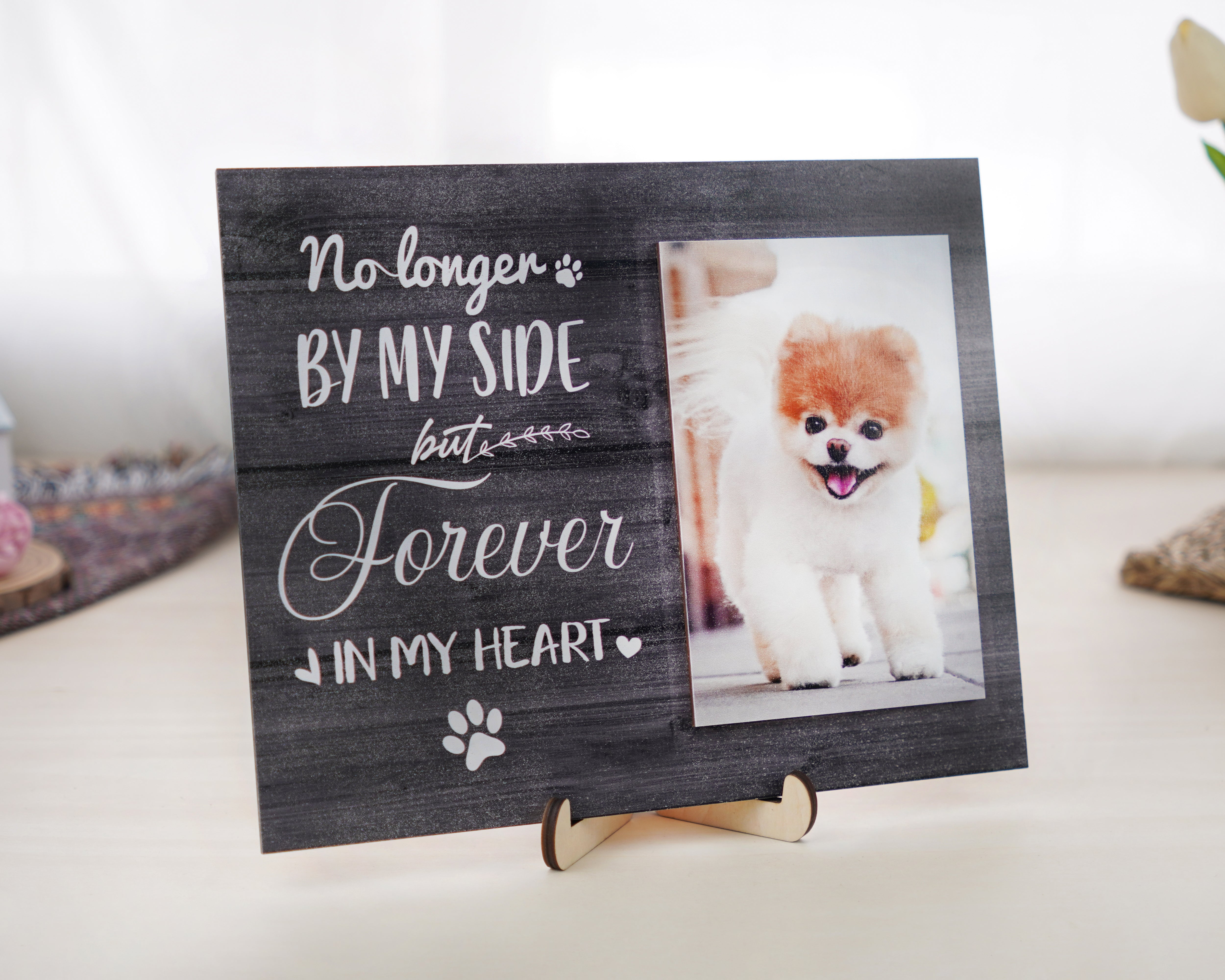 DNPETS Meaningful Pet Memorial Photo Frame Printed Wooden Dog Loss Gift