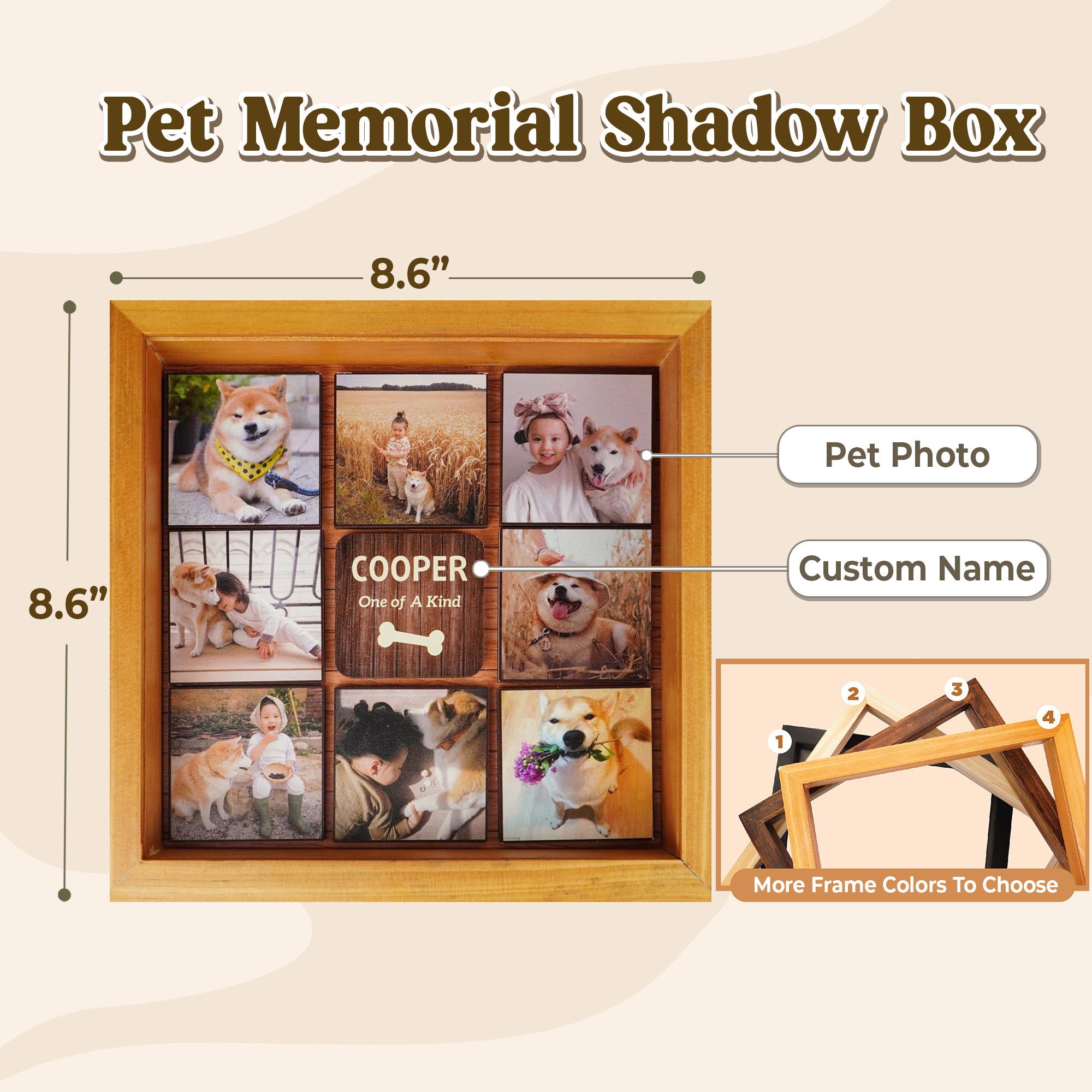 Personalized Pet Memorial Shadow Box SD-PET1