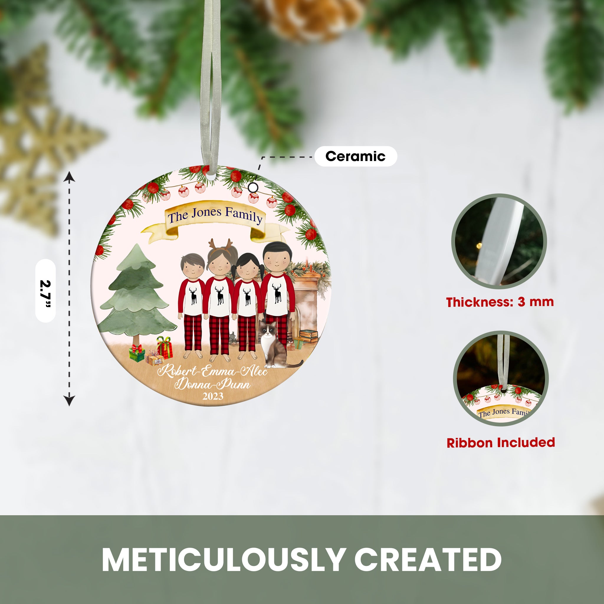Personalized Family Ornament 2023, Customized Family With Children Ornament, Family With Pets Ornament, Keepsake Gift Family, Christmas Tree Decorations
