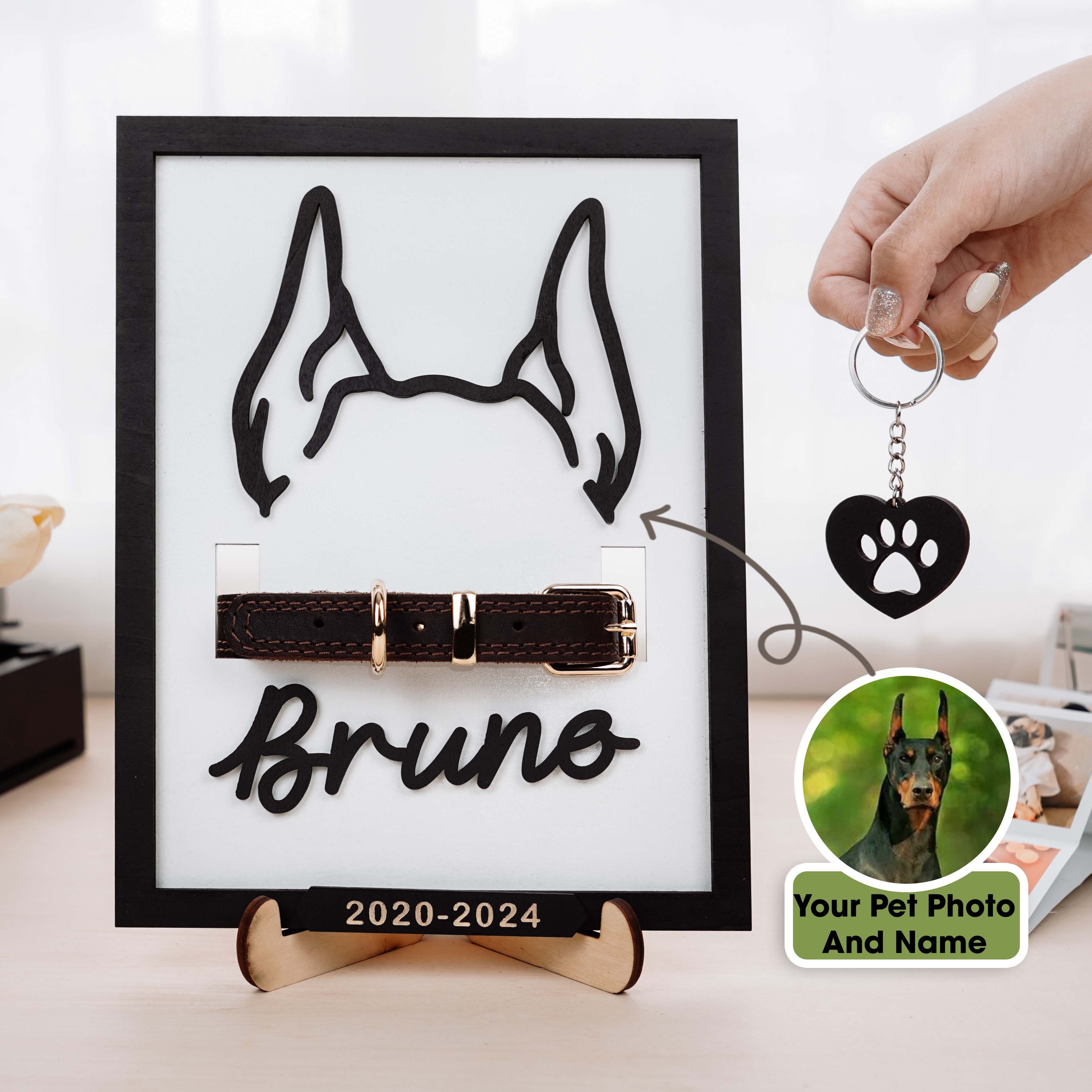 DNPETS Heartwarming Dog Photo Frame Pet Collar Holder Memorial Frame