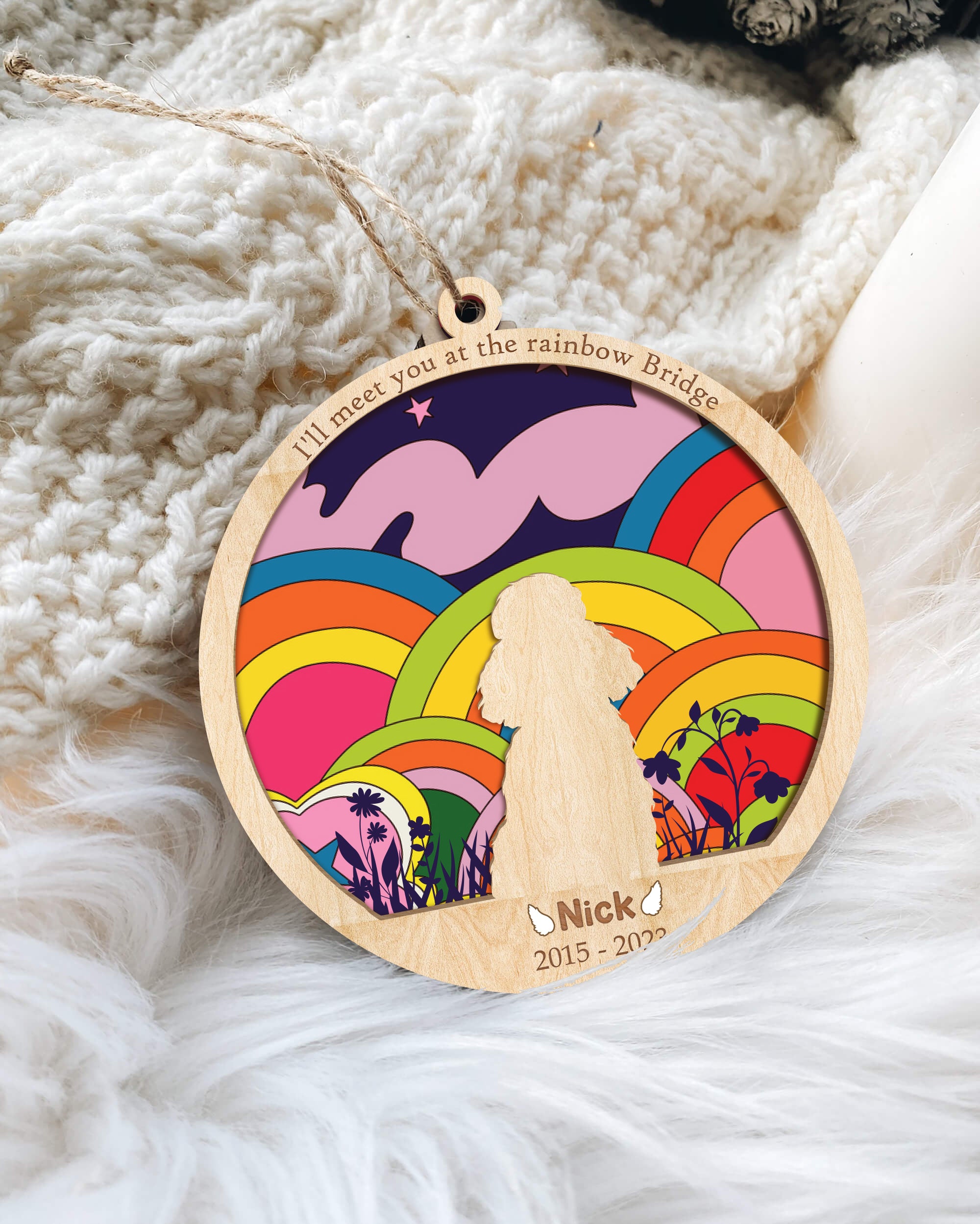 DNPETS Stirring Pet Sympathy Ornament Rainbow Pet Memorial Gifts