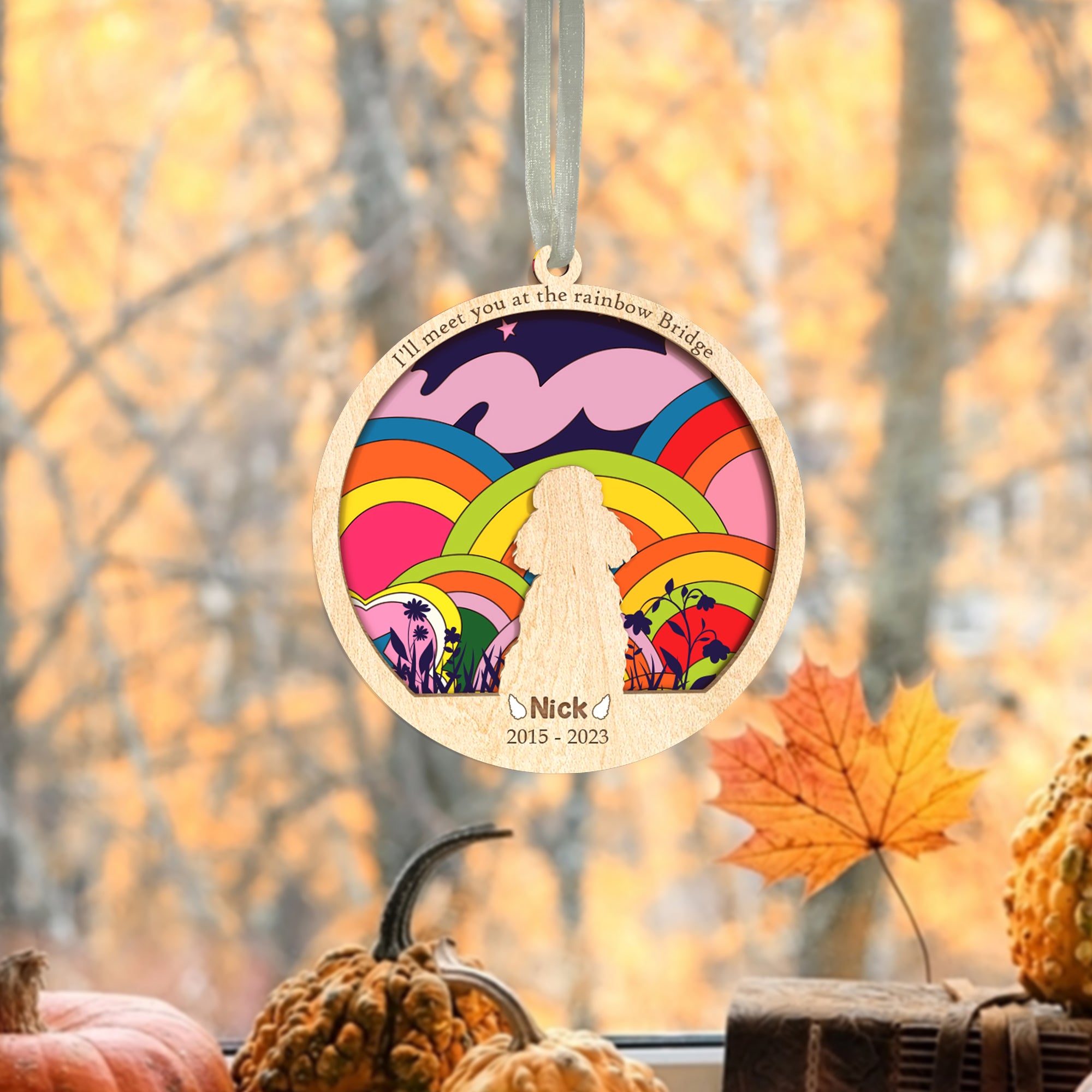 DNPETS Stirring Pet Sympathy Ornament Rainbow Pet Memorial Gifts