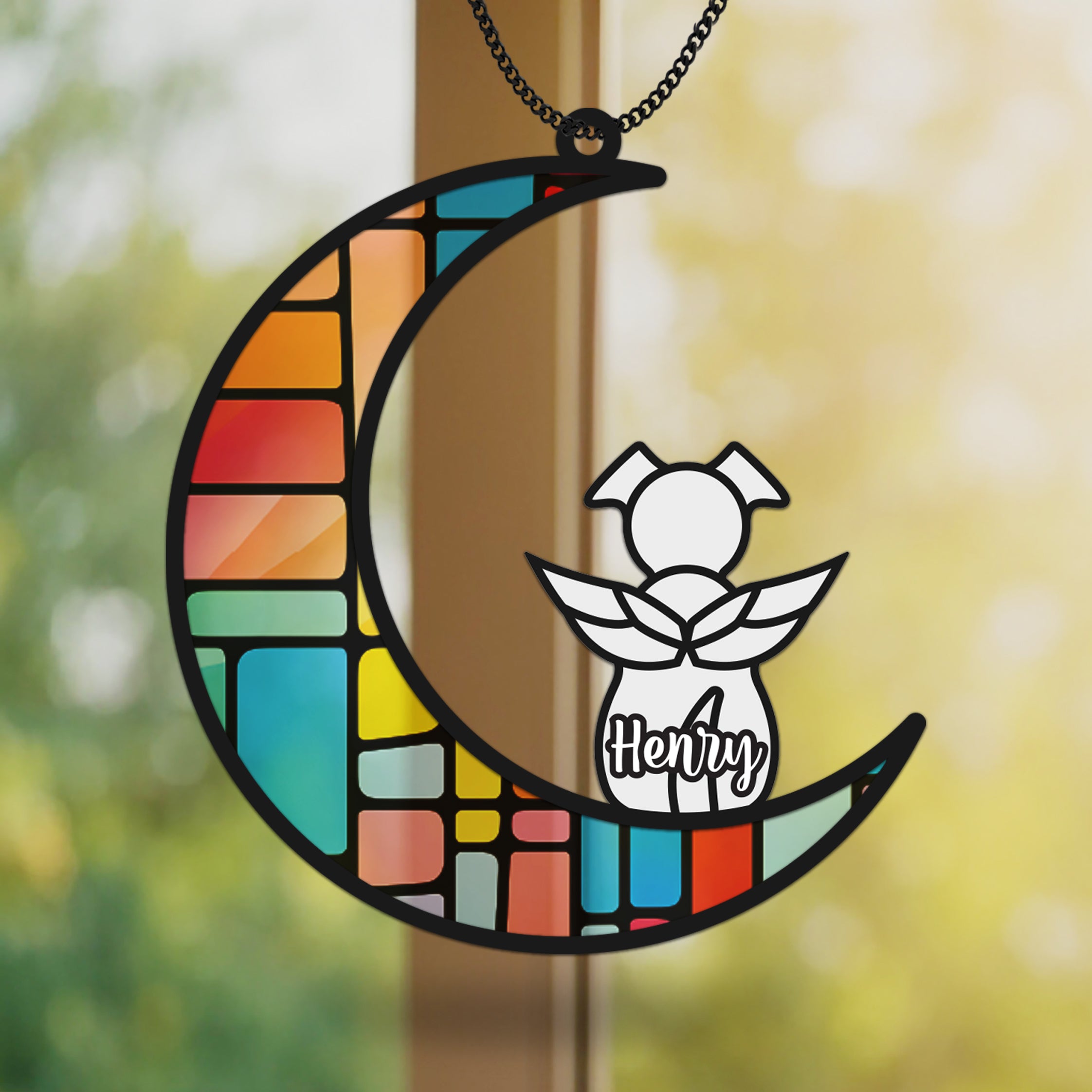 DNPETS | Custom Name Dog Memorial Suncatcher Pet Sympathy Gift