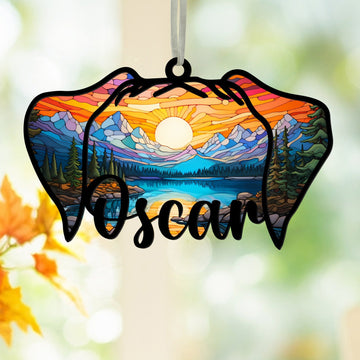 Dog Ear Suncatcher, Custom Dog Drawing Ear Line And Name Ornament