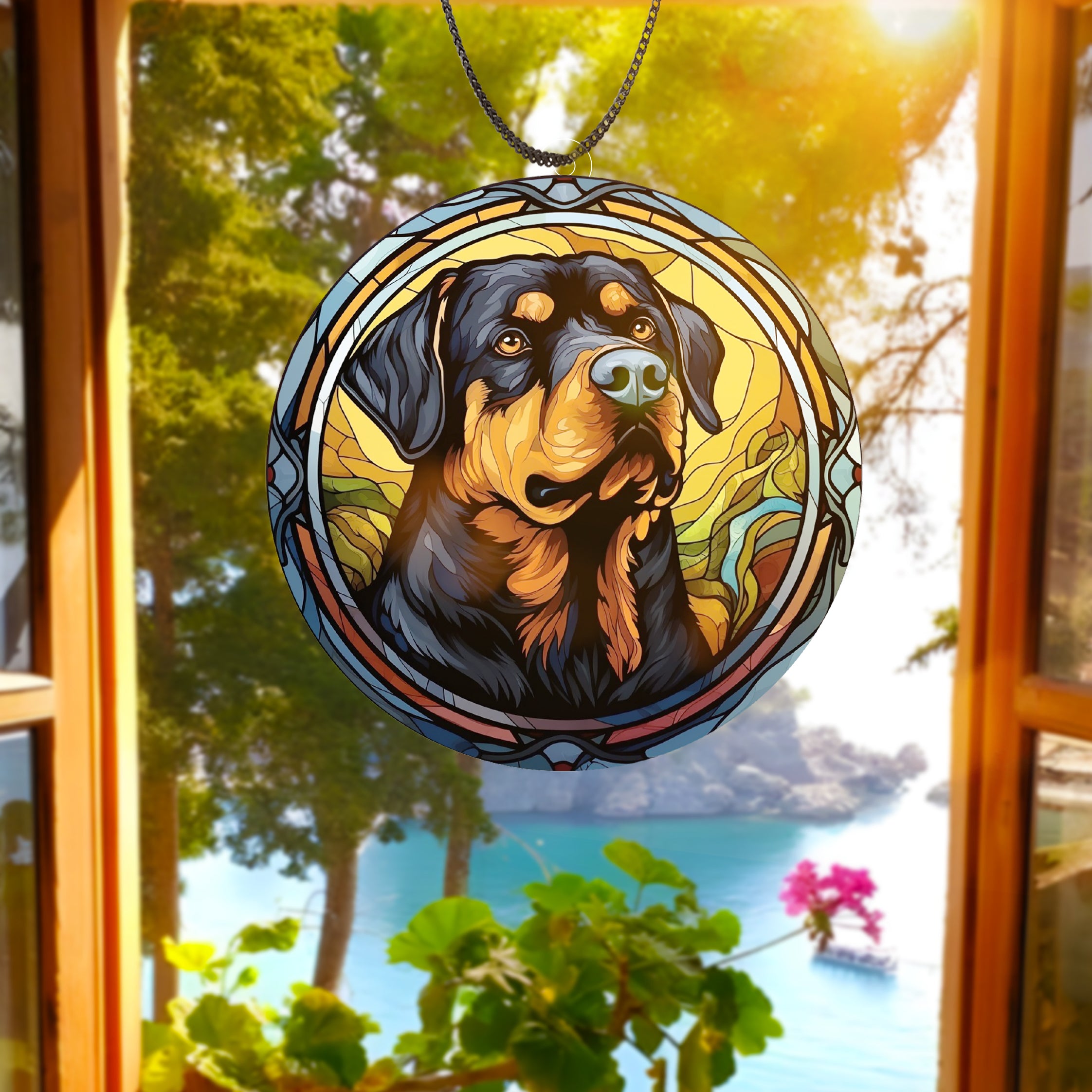 DNPETS | Heartwarming Dog Portrait Memorial Suncatcher Gift for Pet Loss