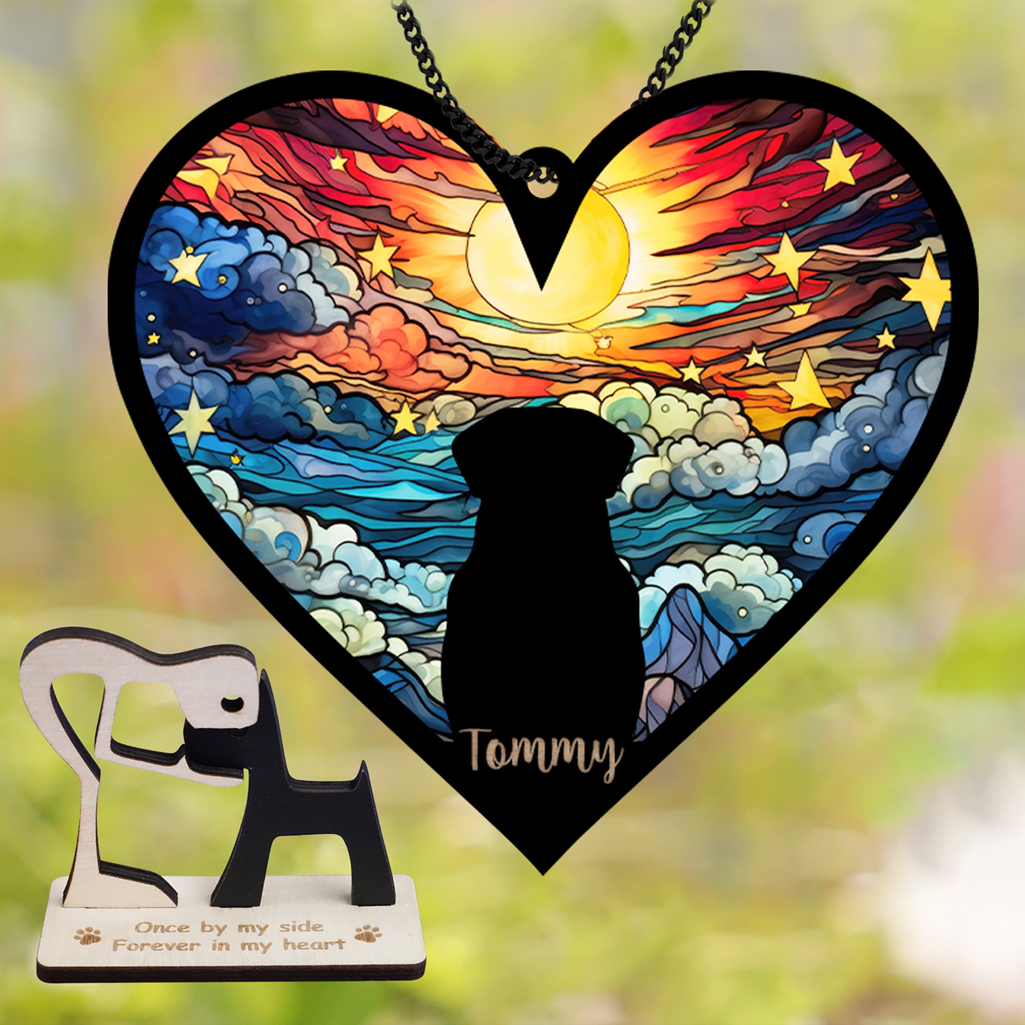 Personalized Dog Memorial Suncatcher Heart Shape Custom