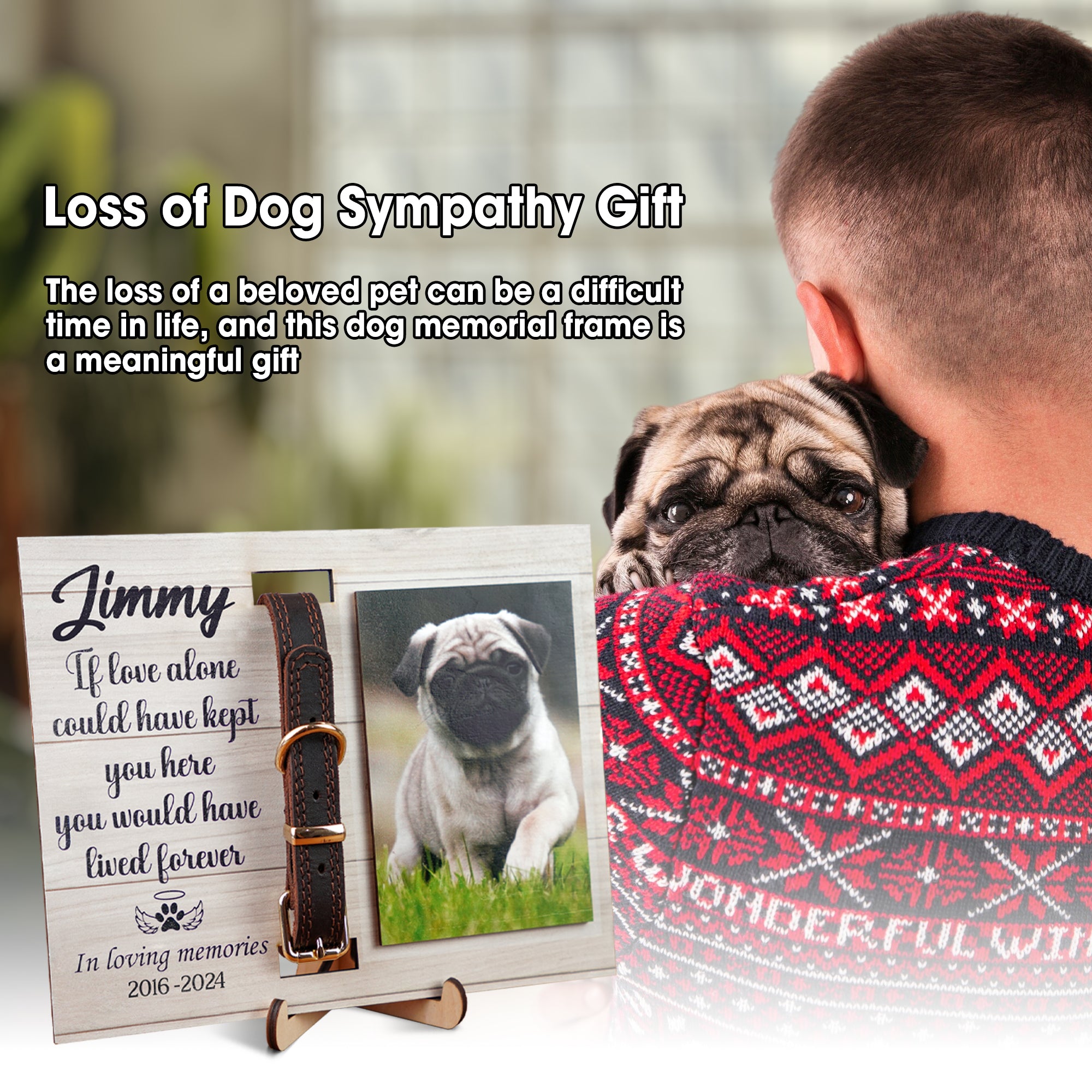 DNPETS Pet Memorial Printed Wooden Photo Frame Dog Loss Gift