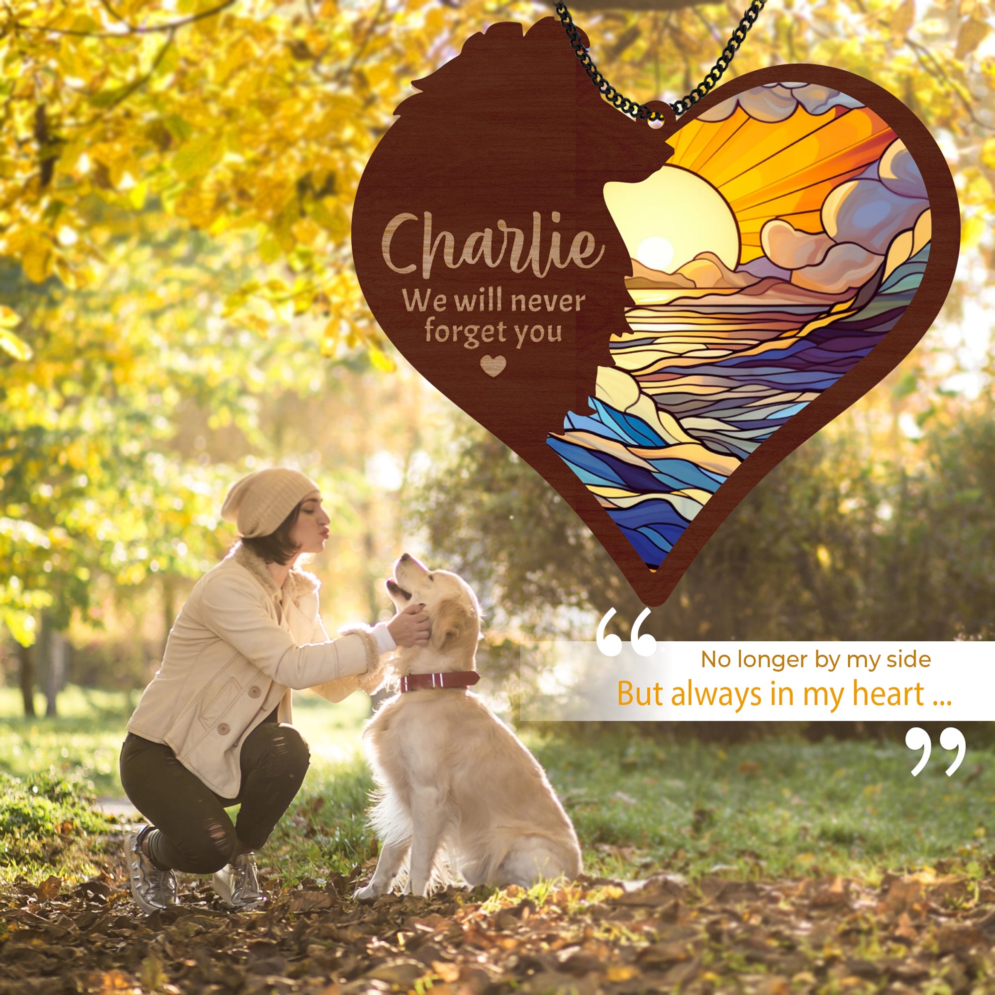 DNPETS Moving Personalized Dog Memorial Suncatcher Pet Sympathy Gift for Dog Lovers