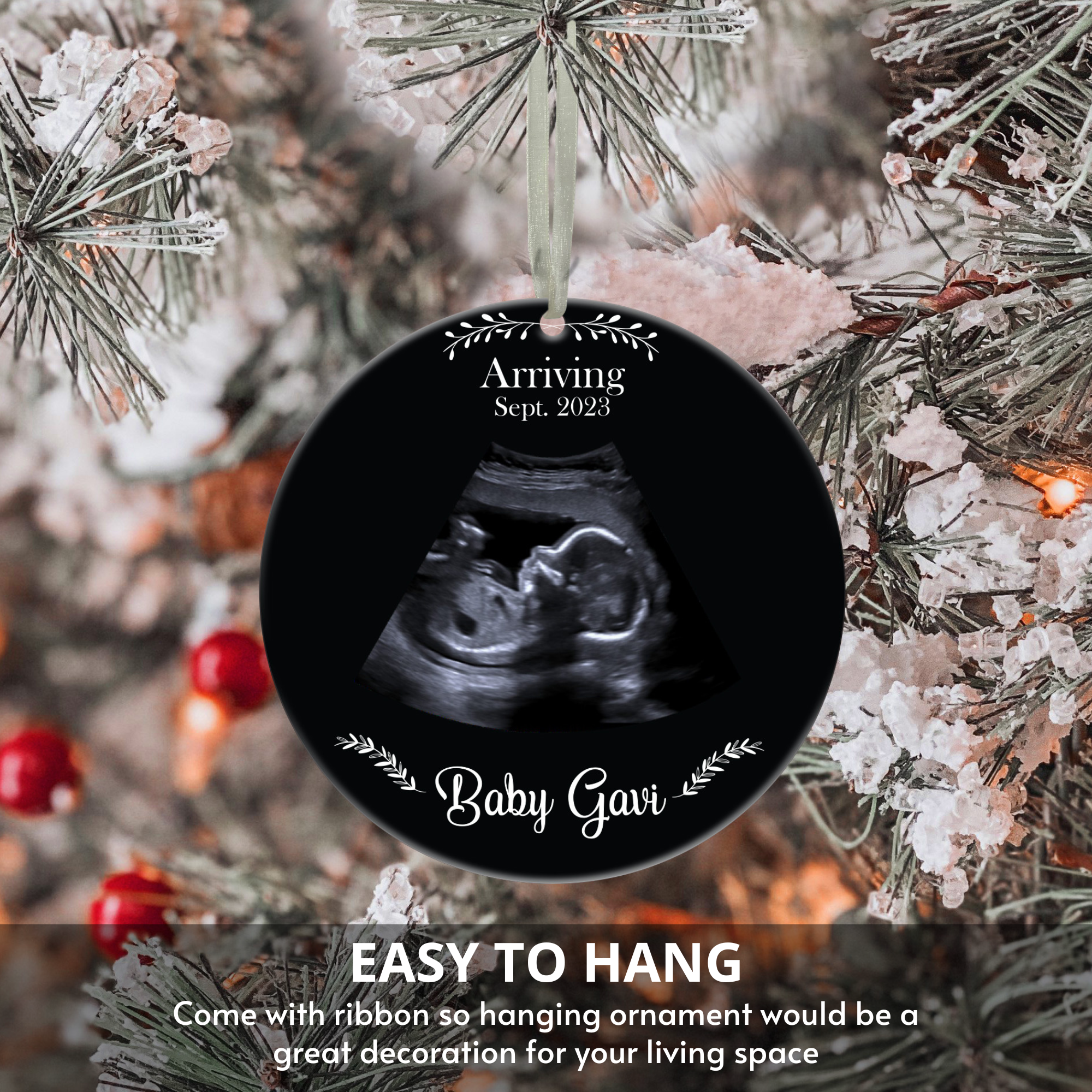 Personalized Pregnancy Announcement Ornament, Sonogram Picture Ornament, Ultrasound Picture Ornament, Bumps First Christmas Ornament Xmas Tree Home Decor Gifts for Expecting Grandparents Parents