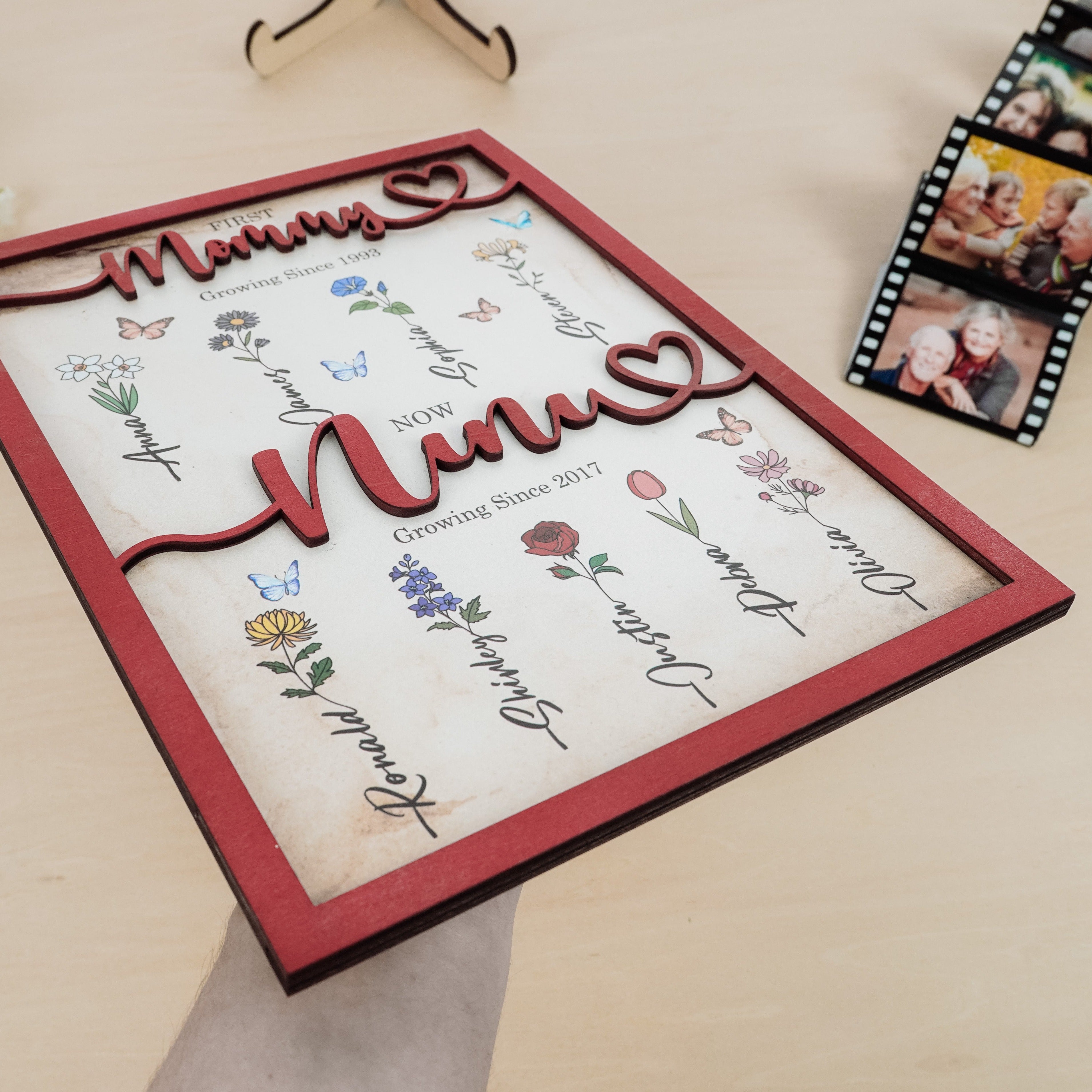 Customize Birth Month Flowers, Personalized Grandma's Garden Wooden Sign