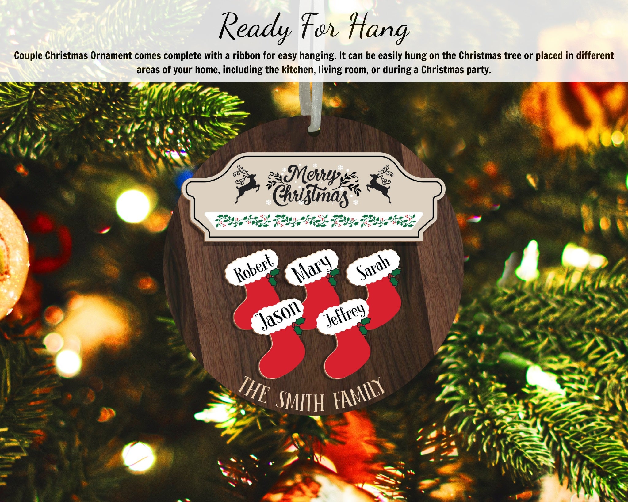 Personalized Socks Christmas Ornament 2023, Custom Name Text Xmas Ornament for Christmas Tree, Hanging Pendant Decoration Socks, Keepsake Gifts for Mom Grandma Grandparents Dad