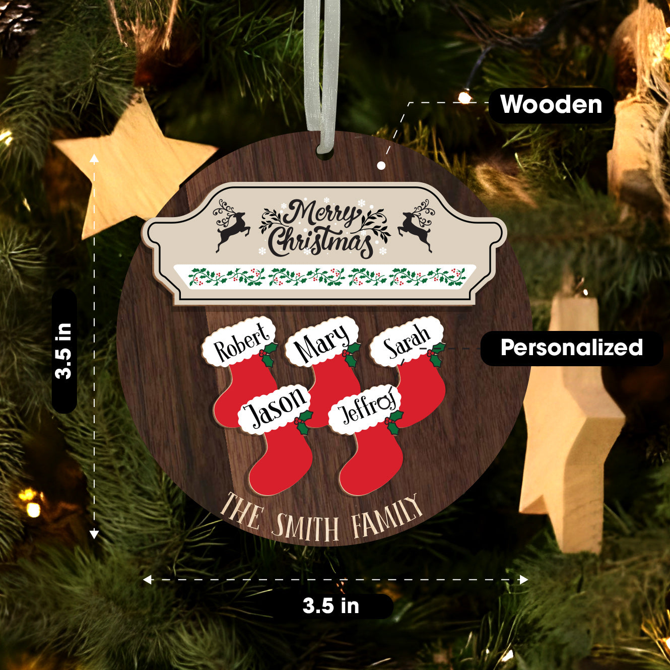 Personalized Socks Christmas Ornament 2023, Custom Name Text Xmas Ornament for Christmas Tree, Hanging Pendant Decoration Socks, Keepsake Gifts for Mom Grandma Grandparents Dad