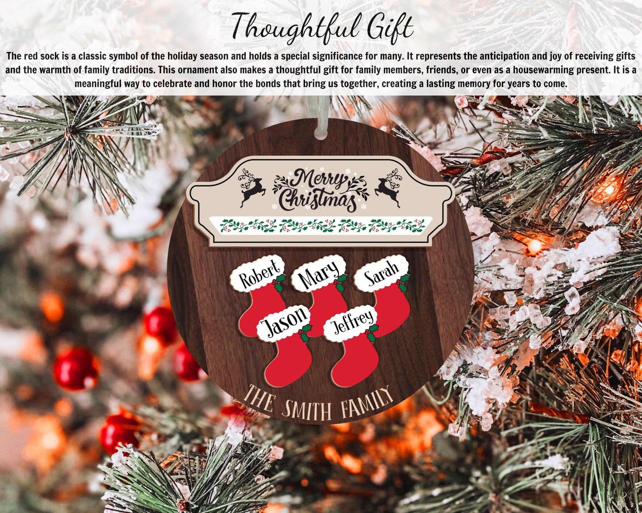 Personalized Socks Christmas Ornament 2023, Custom Name Text Xmas Ornament for Christmas Tree, Hanging Pendant Decoration Socks, Keepsake Gifts for Mom Grandma Grandparents Dad