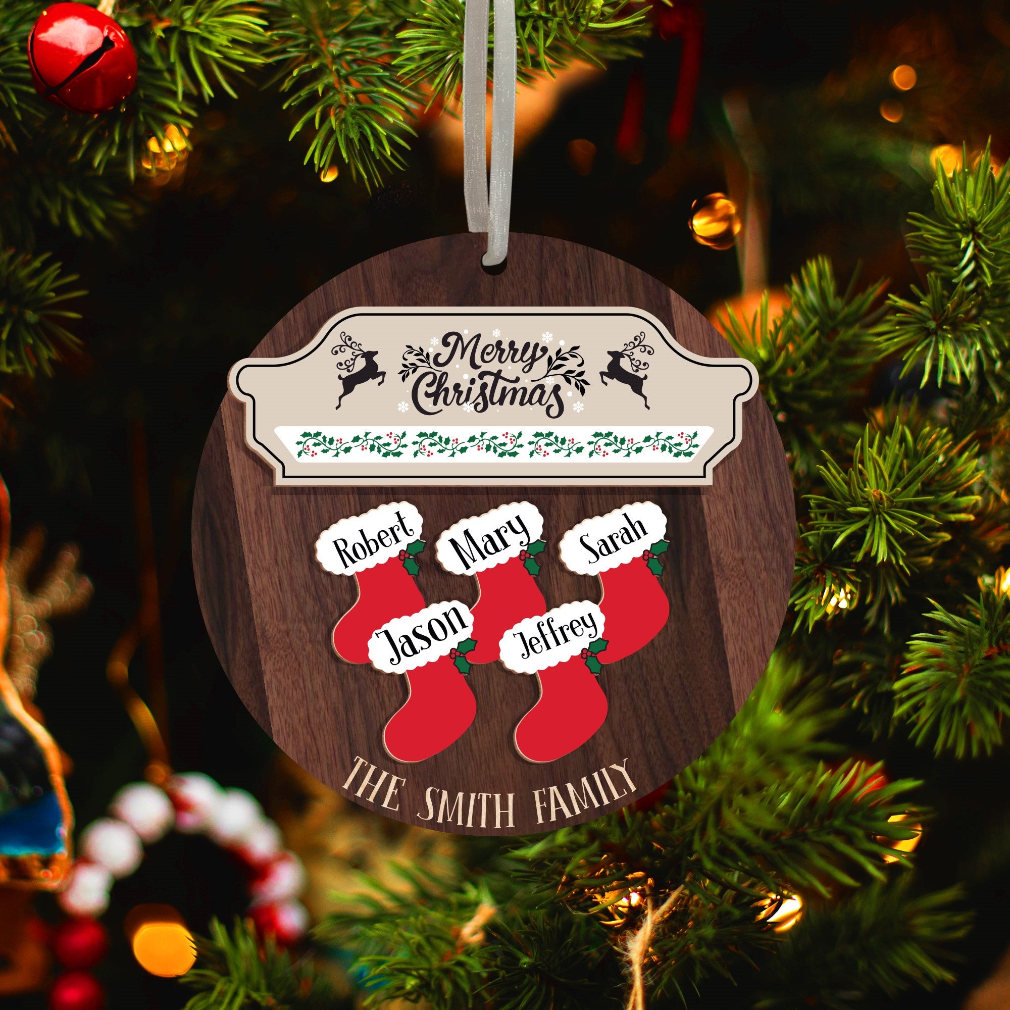 Personalized Socks Christmas Ornament 2023, Custom Name Text Xmas Ornament for Christmas Tree, Hanging Pendant Decoration Socks, Keepsake Gifts for Mom Grandma Grandparents Dad