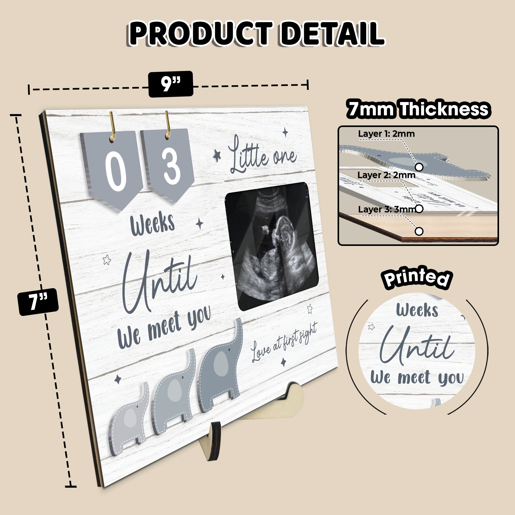 Ultrasound Picture Frame Countdown Weeks