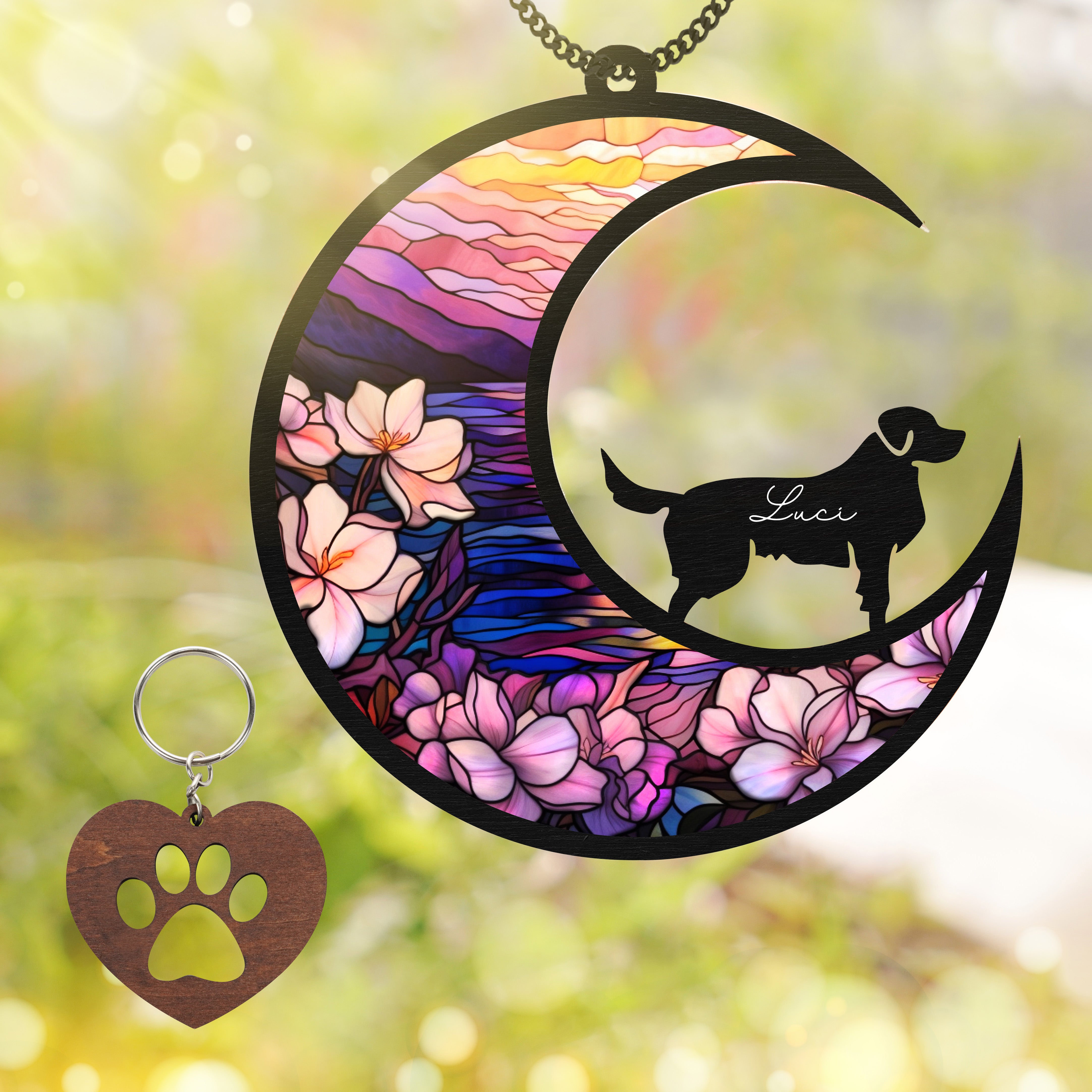 Golden Retrievers Dog Memorial Suncatcher Window Hanging Remberance Gift