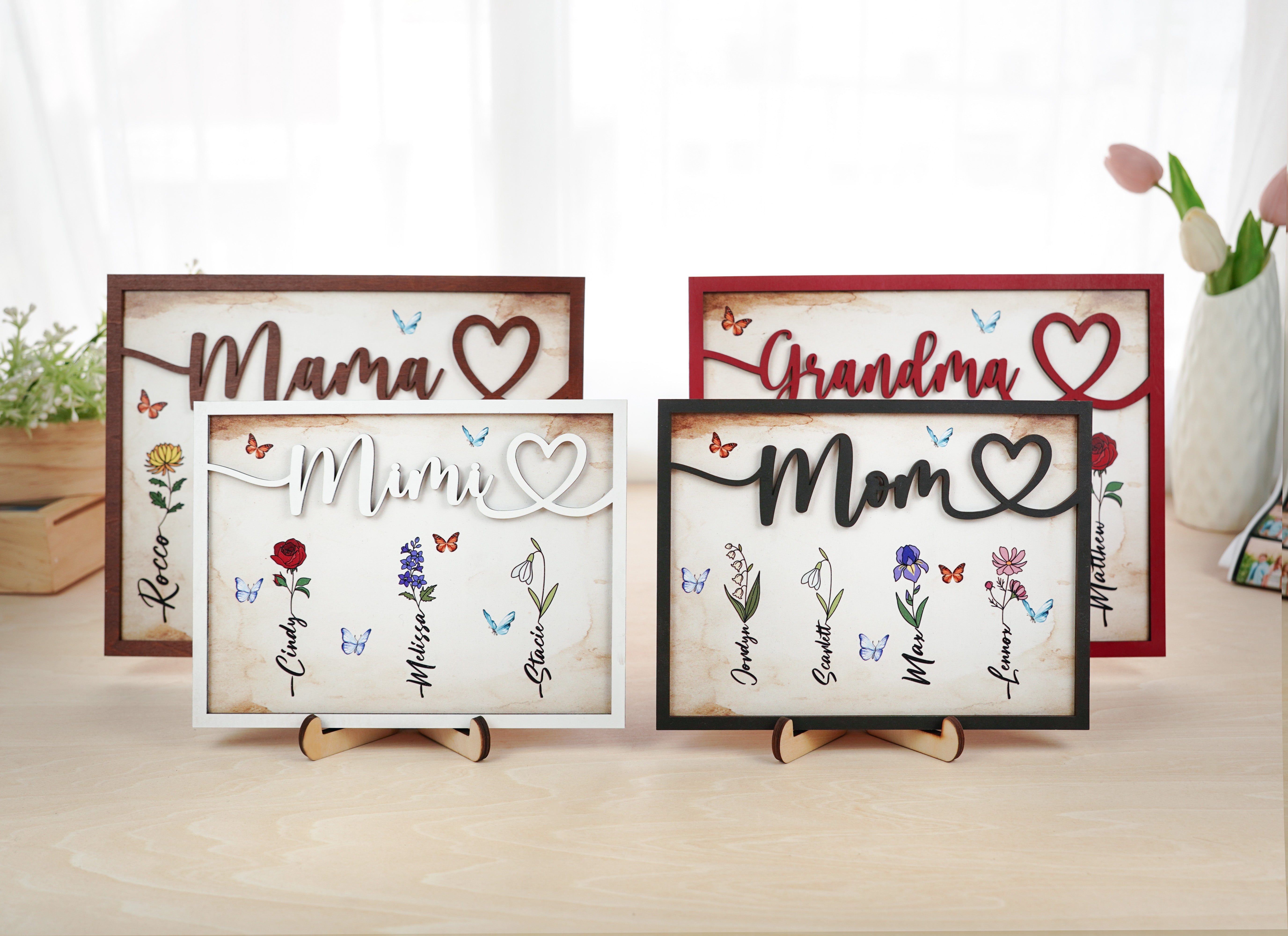 Mother's Day Gift for Grandma Custom Birth Flower Bouquet Frame