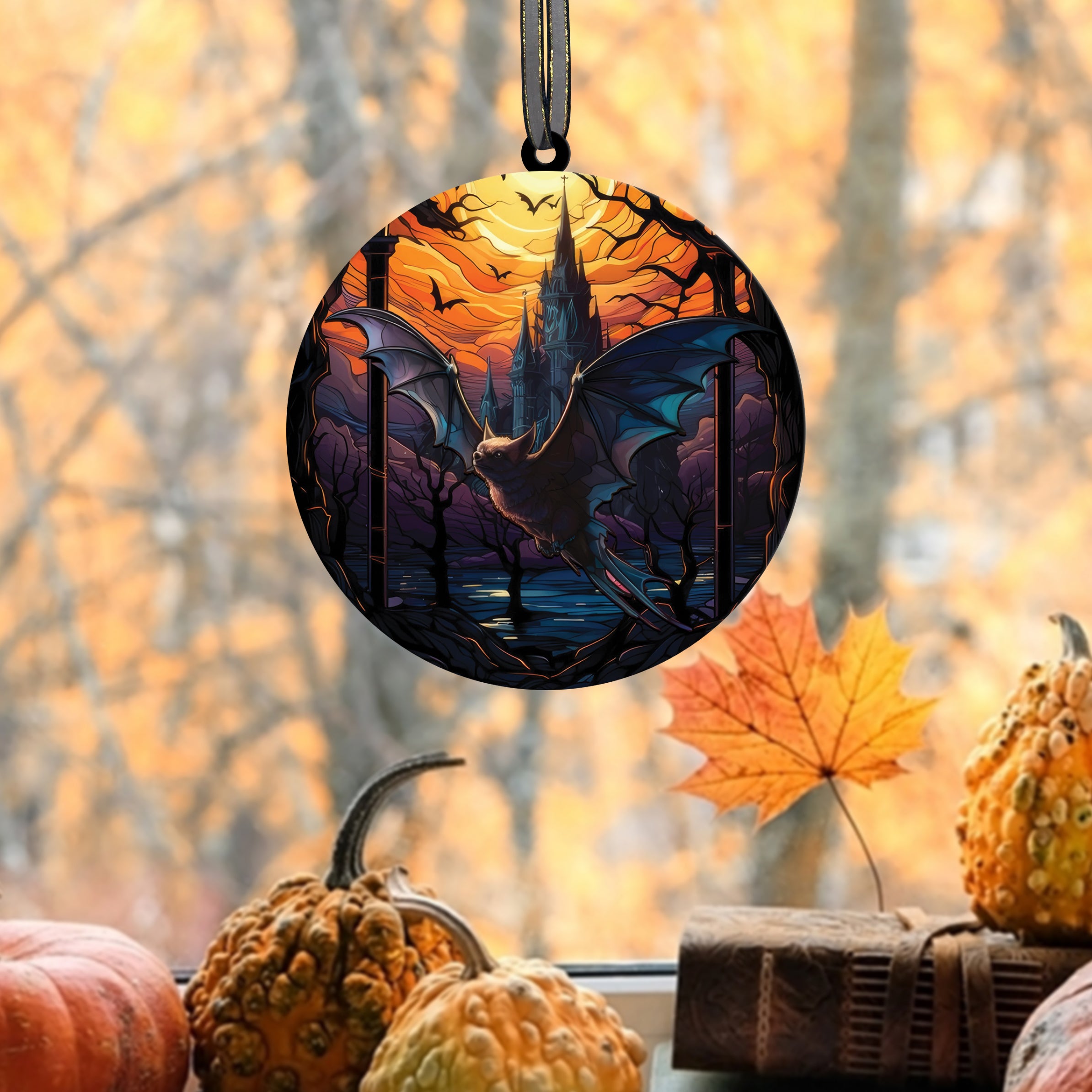 Halloween Ornament Bat Suncatcher Window Hanging