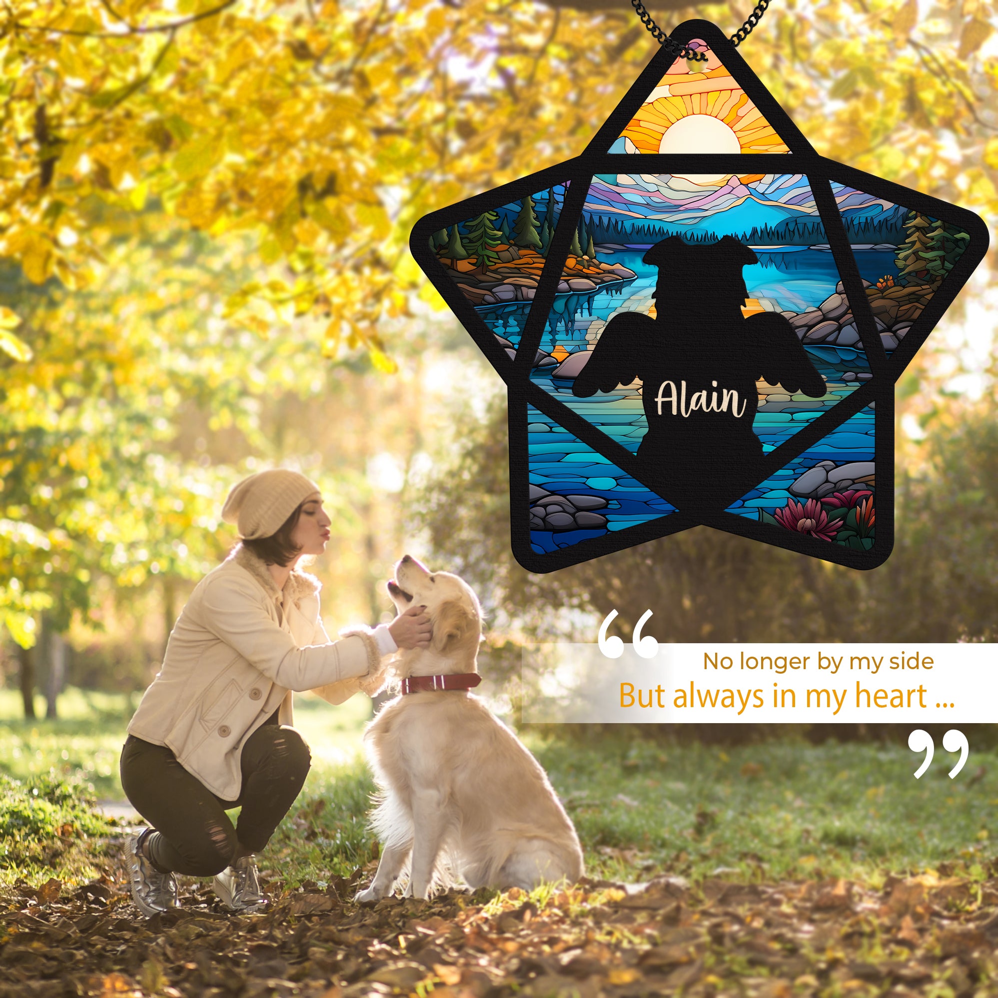 Personalized Pet Memorial Suncatcher, Pet Memorial Suncatcher Sympathy Gift for Loss of Pet, Loss Of Pet Sympathy Gift