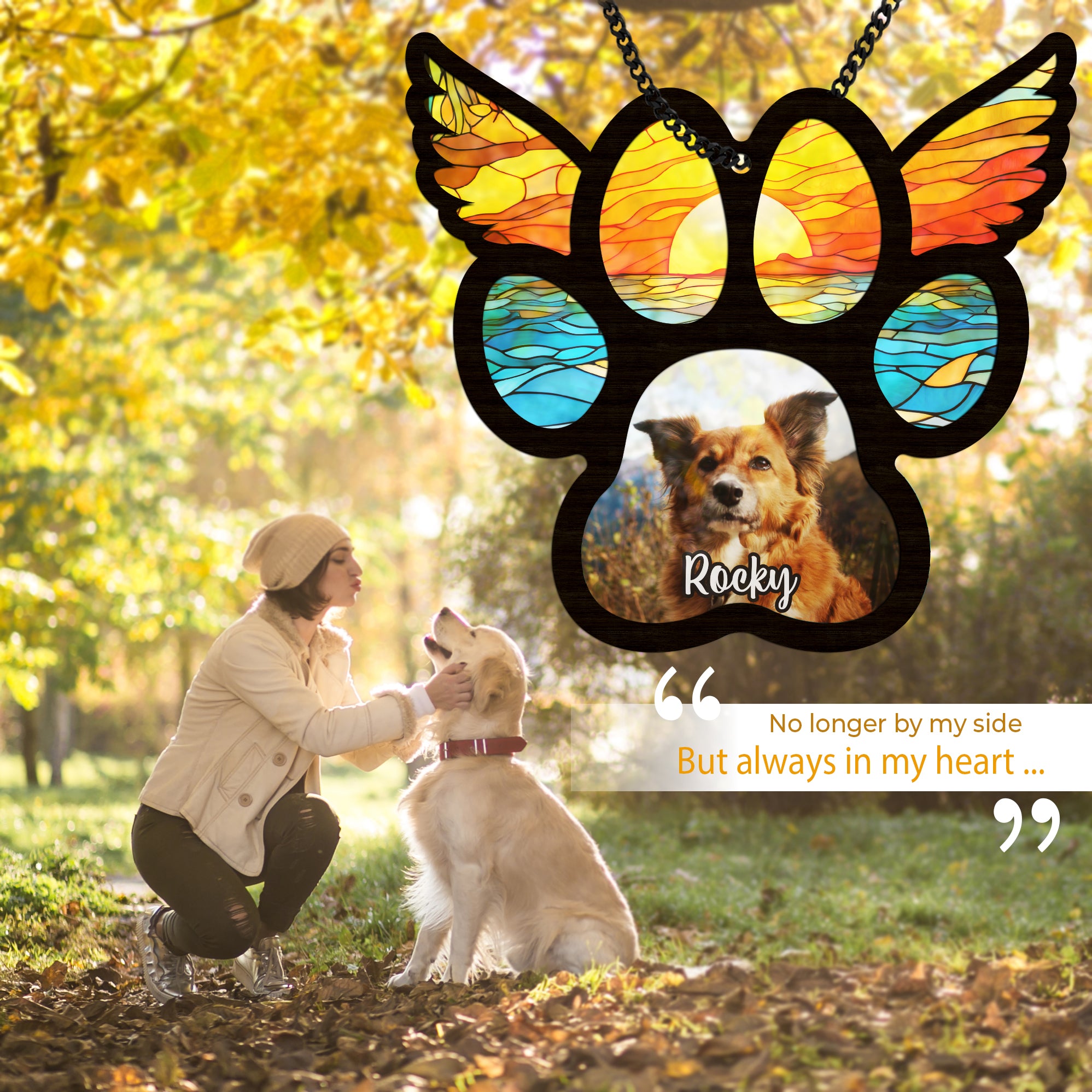 DNPETS| Personalized Pet Memorial Suncatcher Lost A Pet Gift