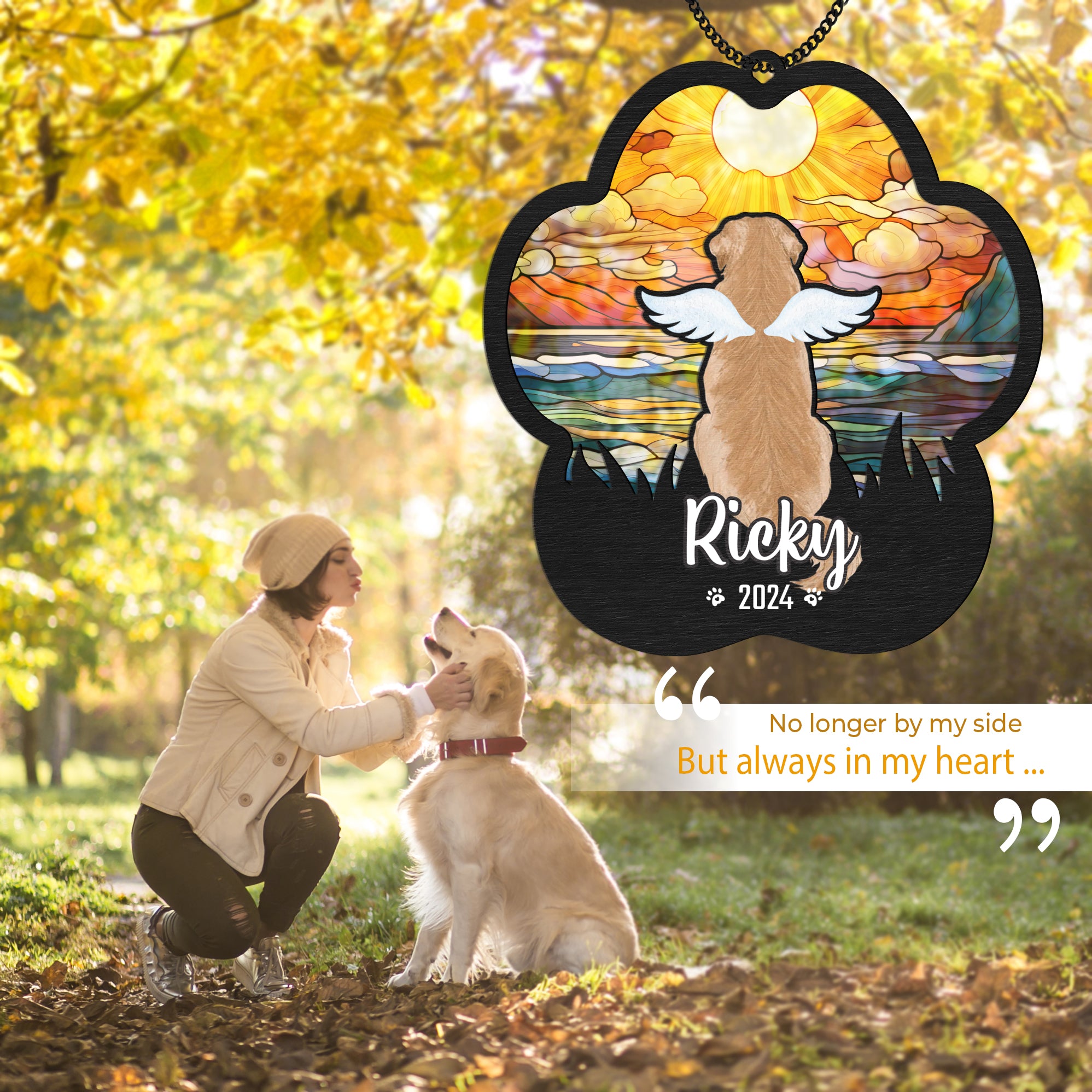 Personalized Dog Memorial Suncatcher Custom Name And Dog Breeds, Sun catcher Sympathy gift