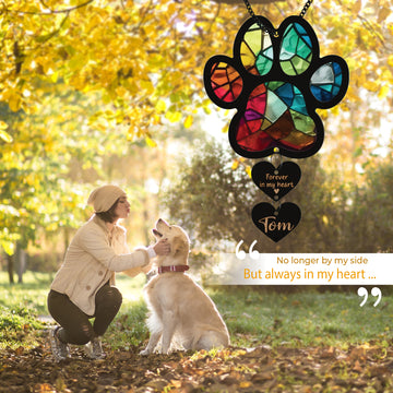 Personalized Dog Paw Memorial Suncatcher, SunCatcher Memorial Custom Name Pet Loss, Sun Catcher Sympathy Gift Dog Lover