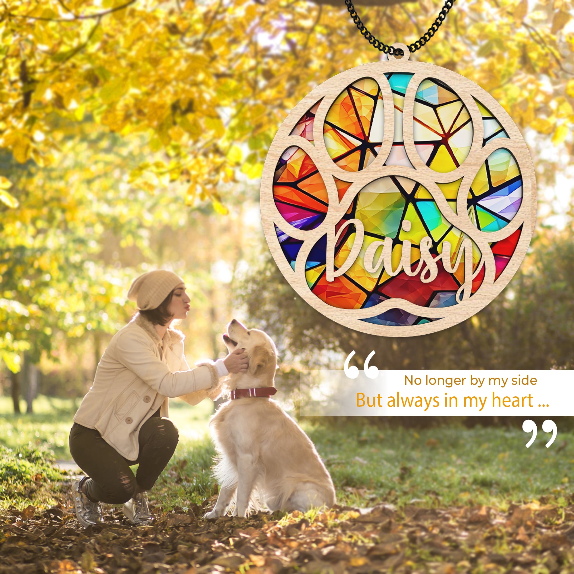 DNPETS | Personalized Dog Paw Memorial Suncatcher Gifts For Pet Loss