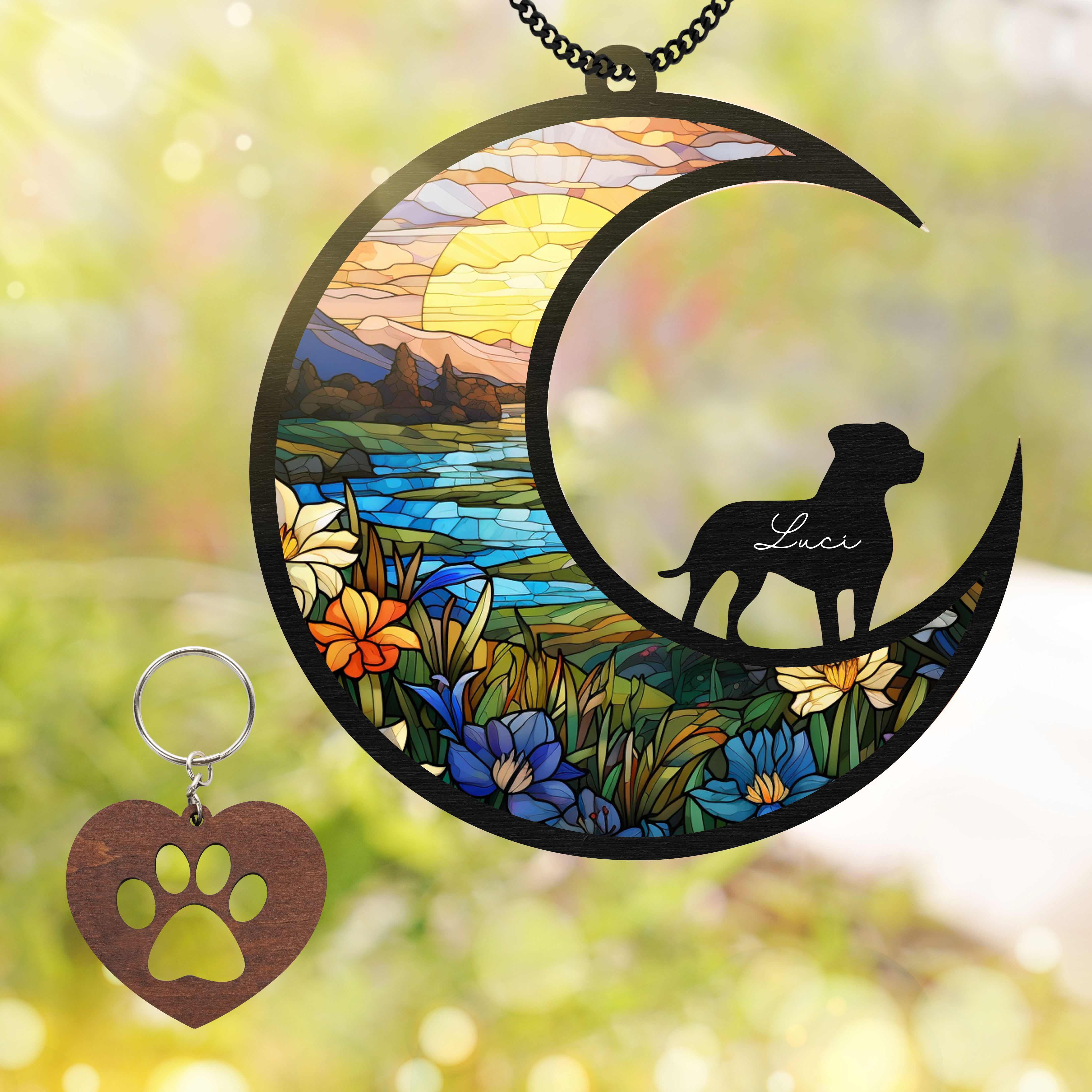 Pitbull Dog Memorial Suncatcher Window Hanging Remberance Gift