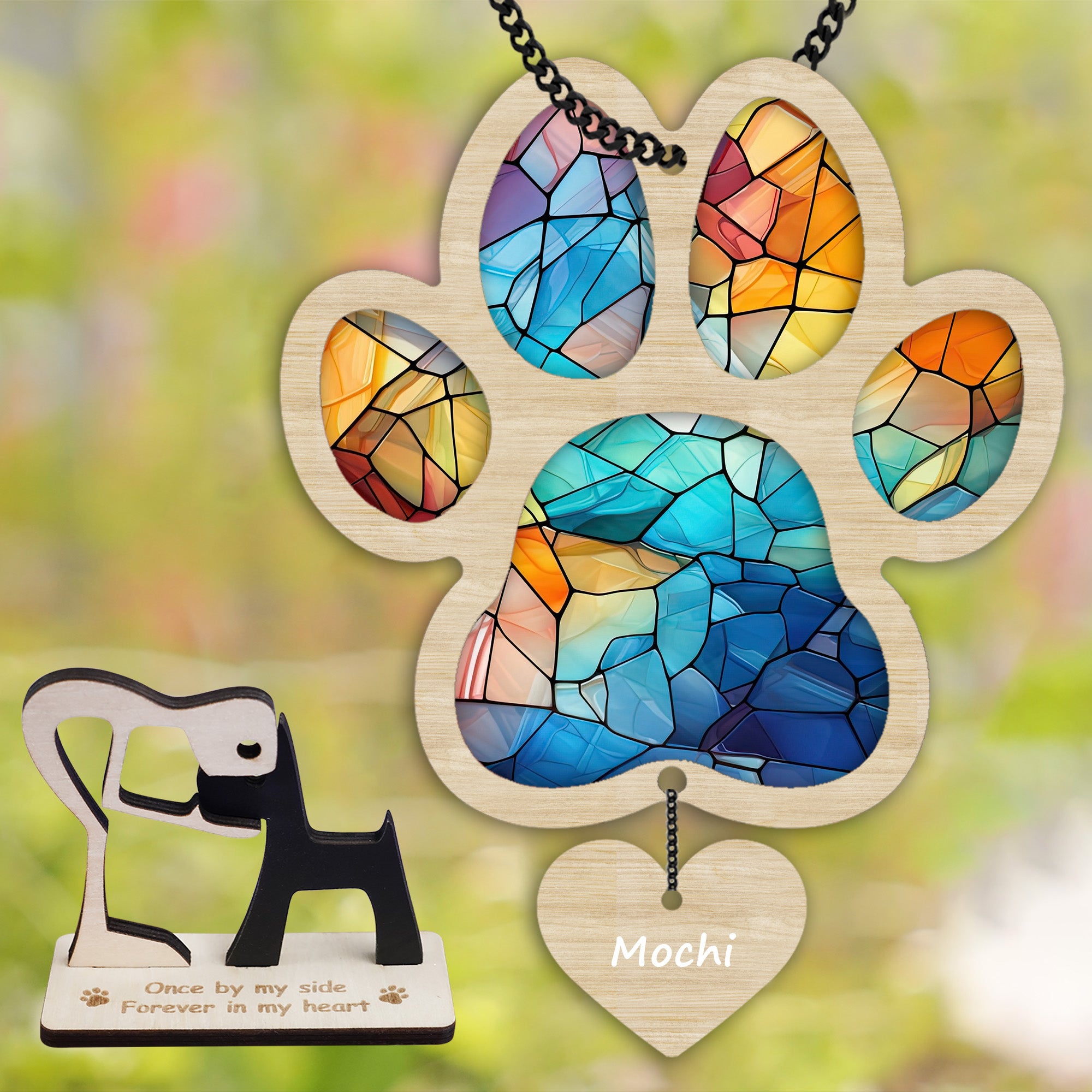 DNPETS Personalized Dog Paw Memorial Suncatcher Sympathy Gift Dog Lover