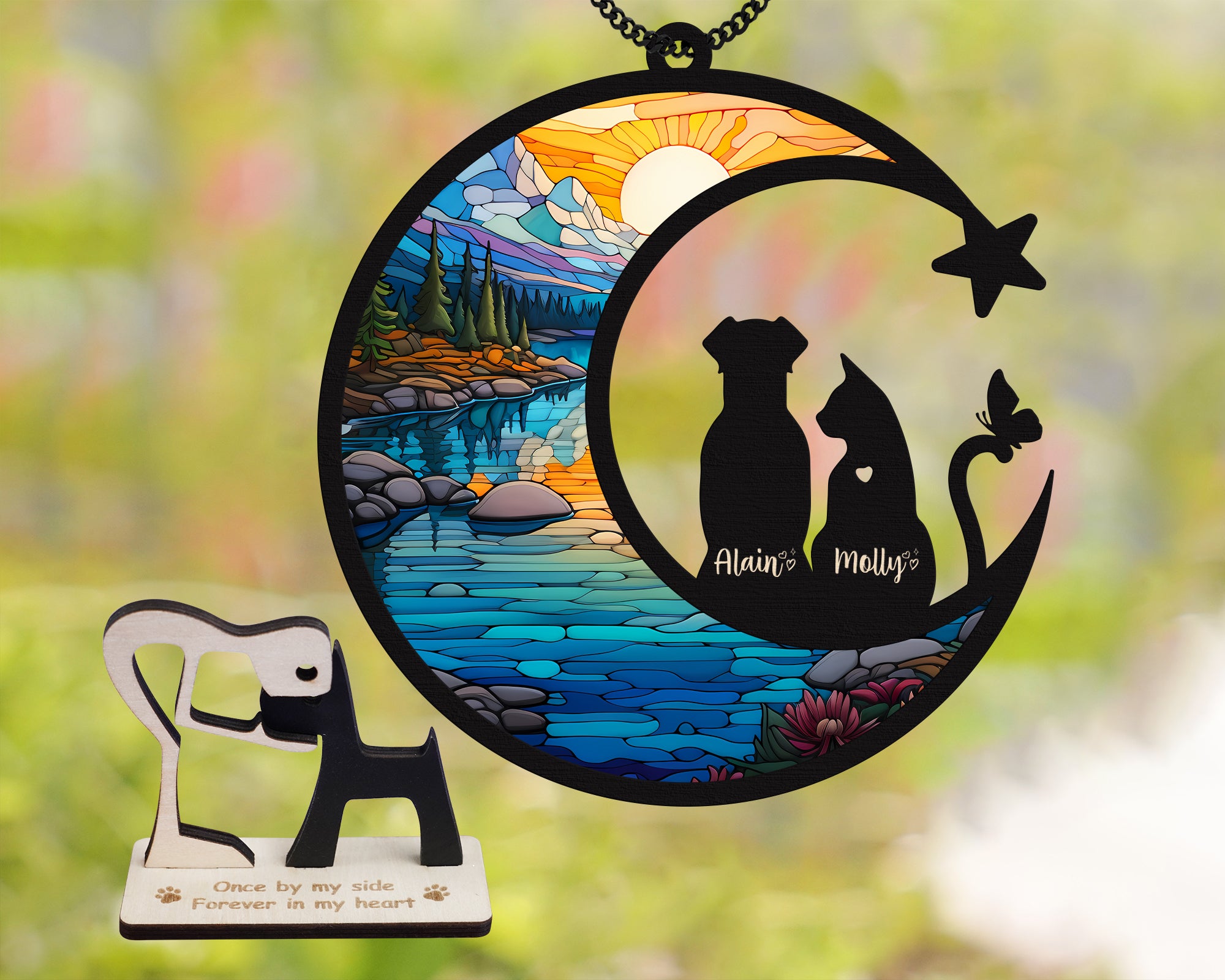 DNPETS Personalized Pet Memorial Suncatcher Dog Cat Memorial Gift