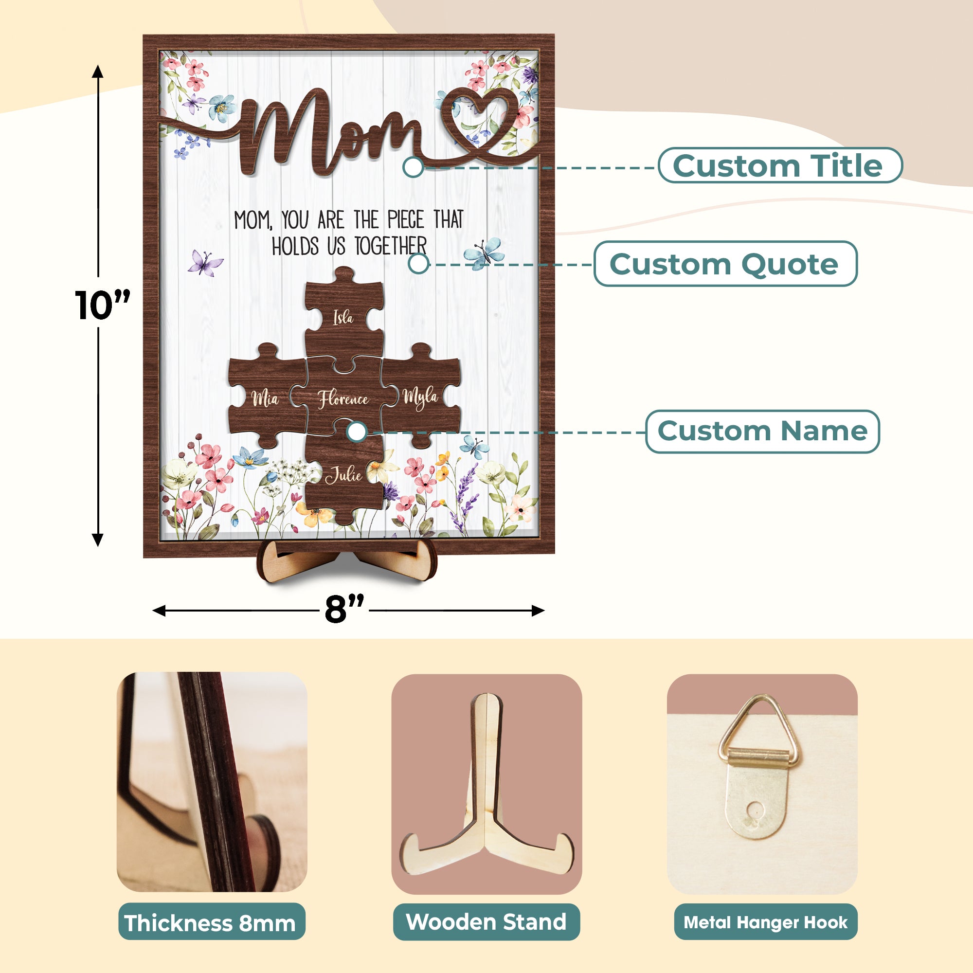 Custom Mom Puzzle Sign Mother's Day First Mom Gift