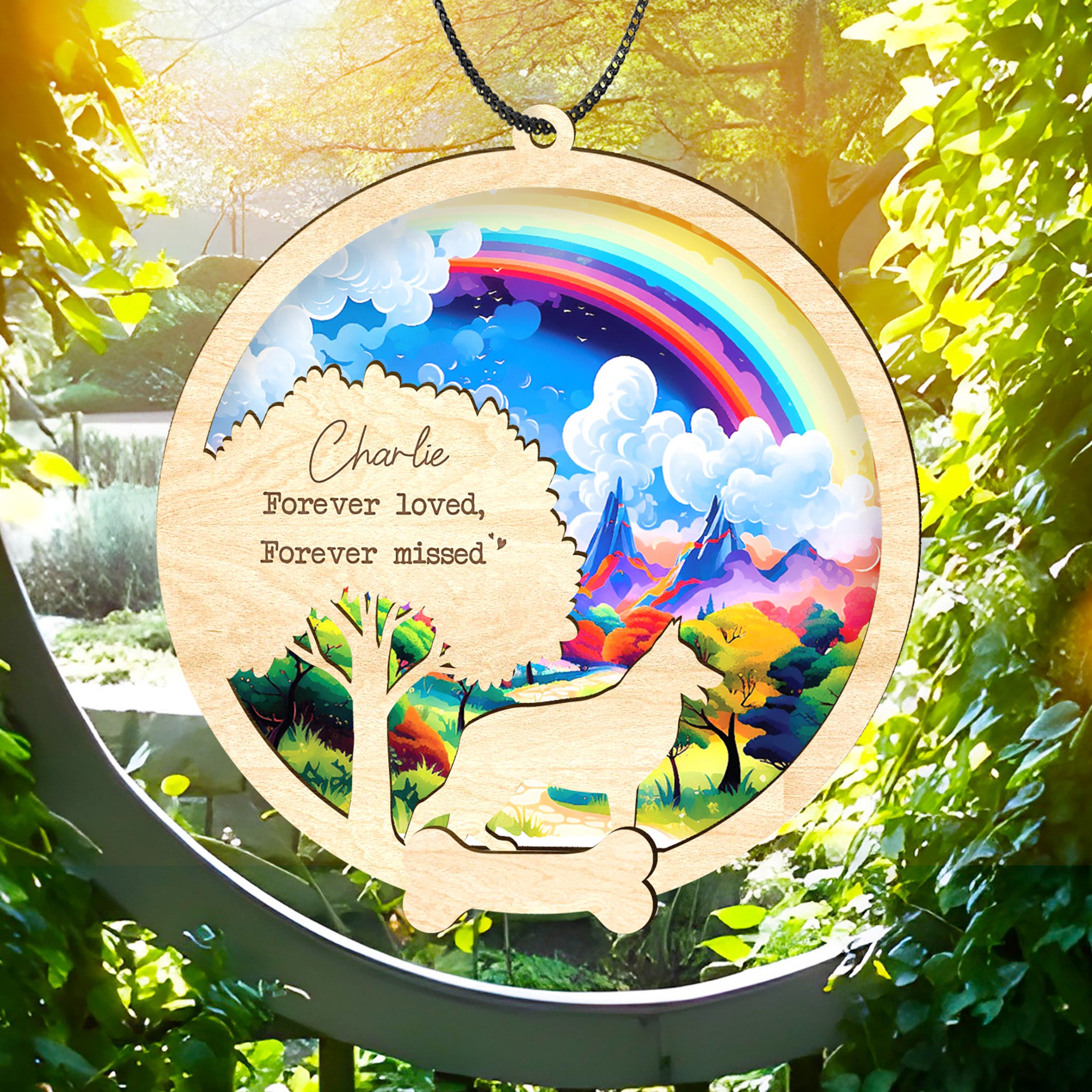 Personalized Pet Memorial Suncatcher Customized Name Pet Breeds Ornament, Custom Cat Memorial Suncatcher