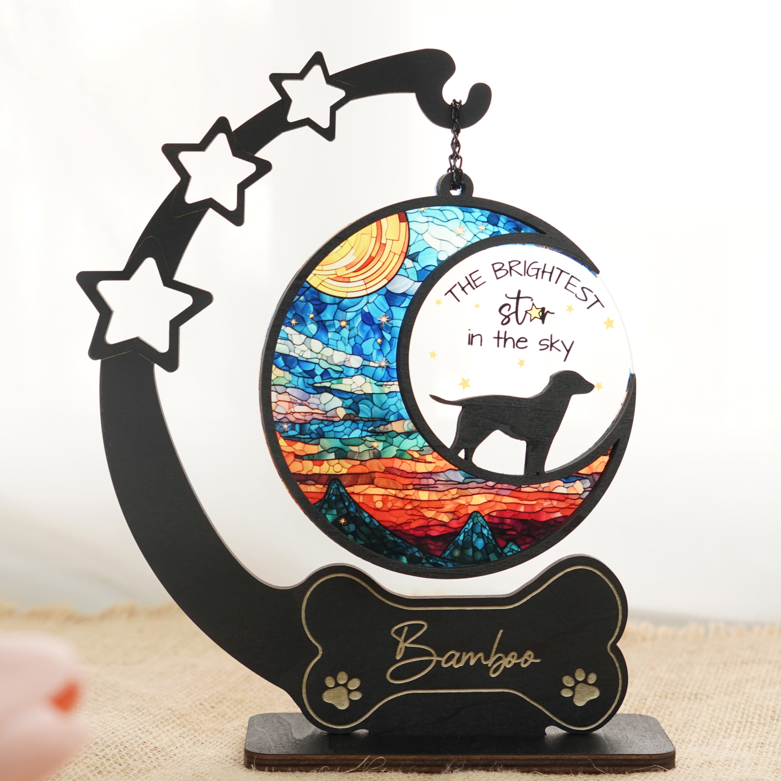 Dog Remberance Suncatcher With Stand, Pet Memorial Ornament